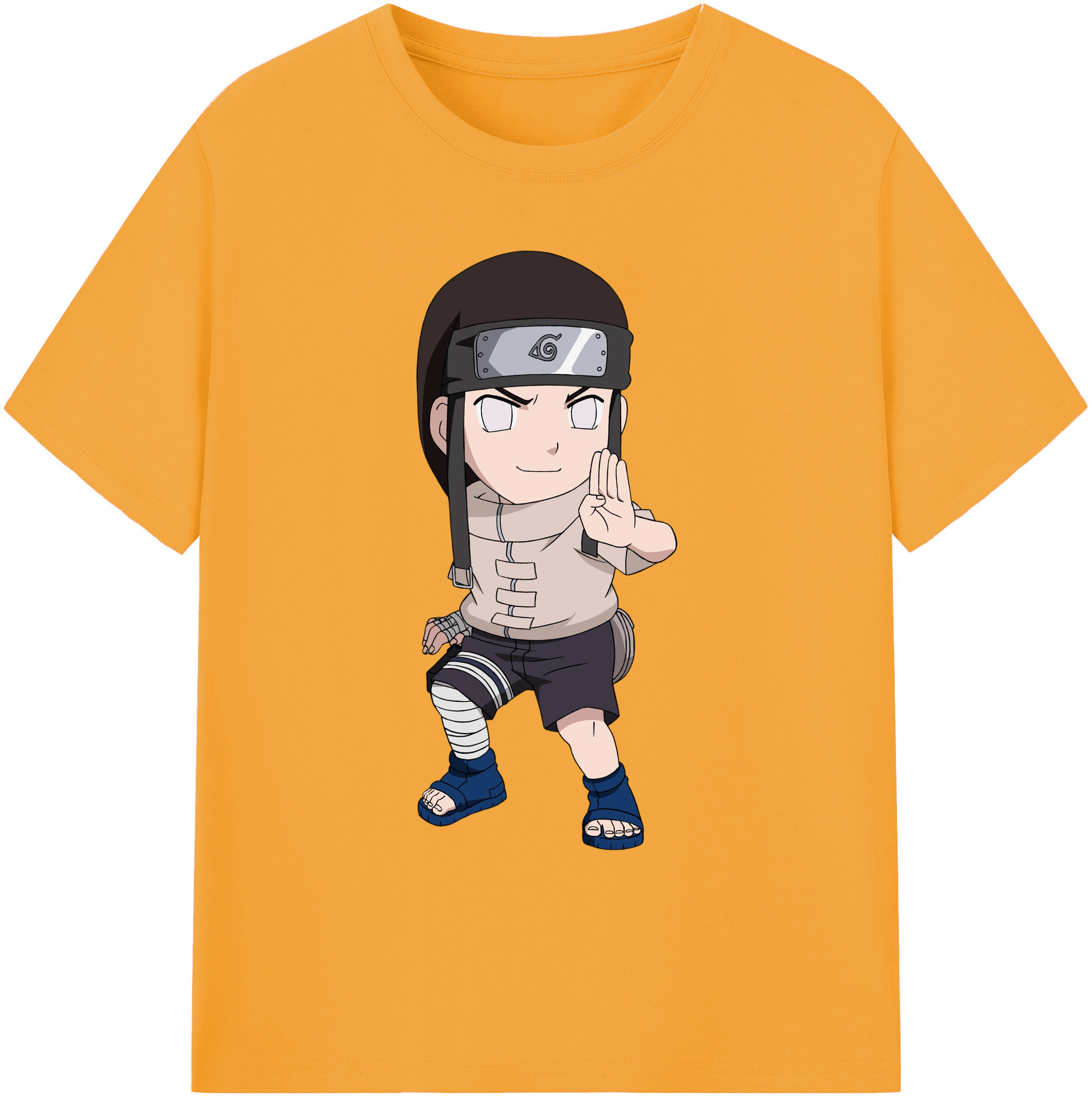 （画像用） NARUTO -ナルト- 日向ネジ Hyūga Neji 綿100％ メンズ半袖Tシャツ｜肌触りやわらか＆通気性