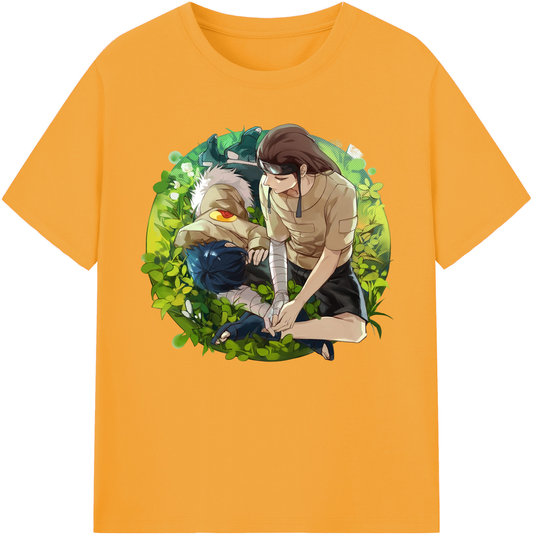 （画像用） NARUTO -ナルト- 日向ネジ Hyūga Neji 綿100％ メンズ半袖Tシャツ｜肌触りやわらか＆通気性