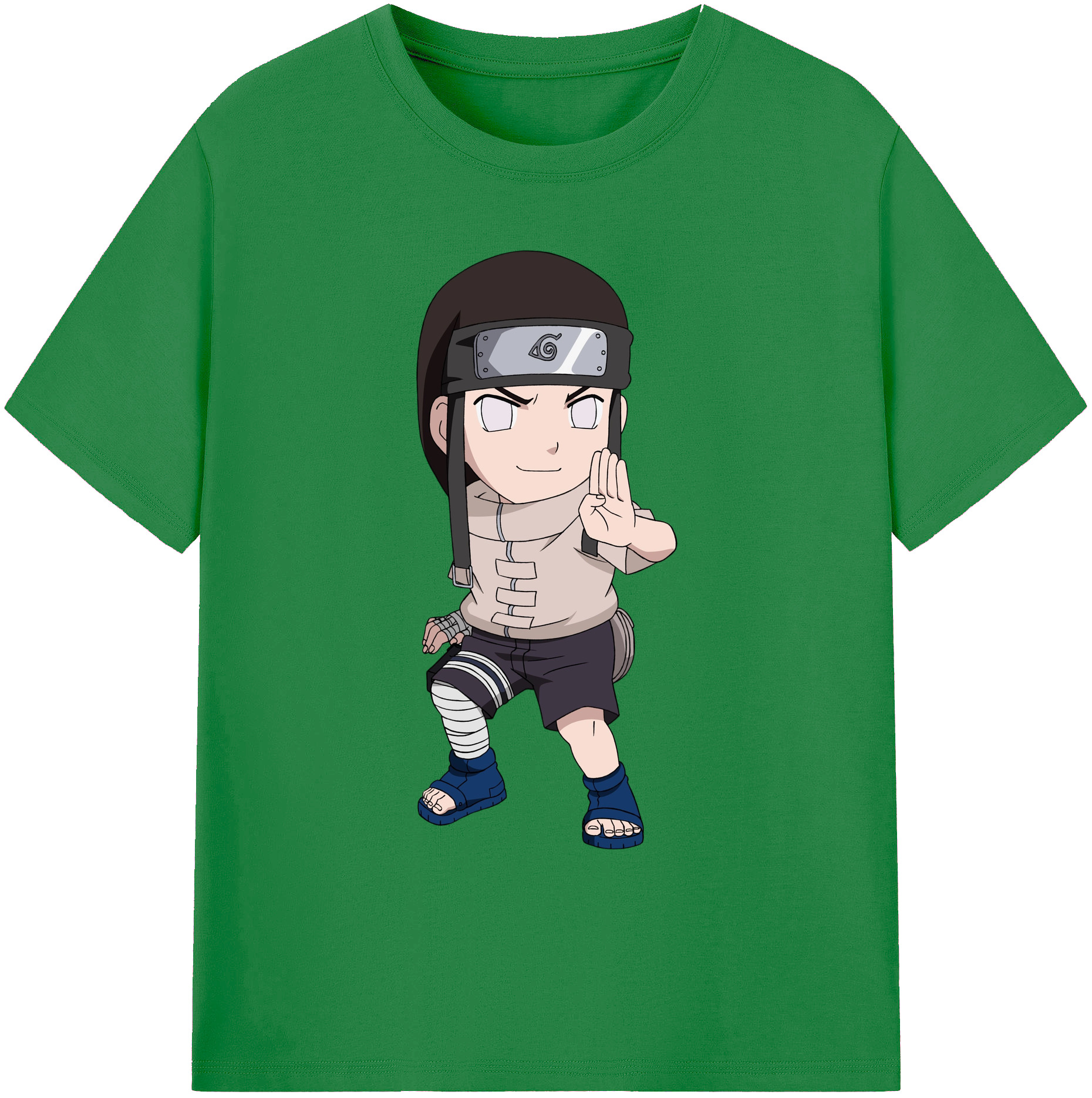 （画像用） NARUTO -ナルト- 日向ネジ Hyūga Neji 綿100％ メンズ半袖Tシャツ｜肌触りやわらか＆通気性