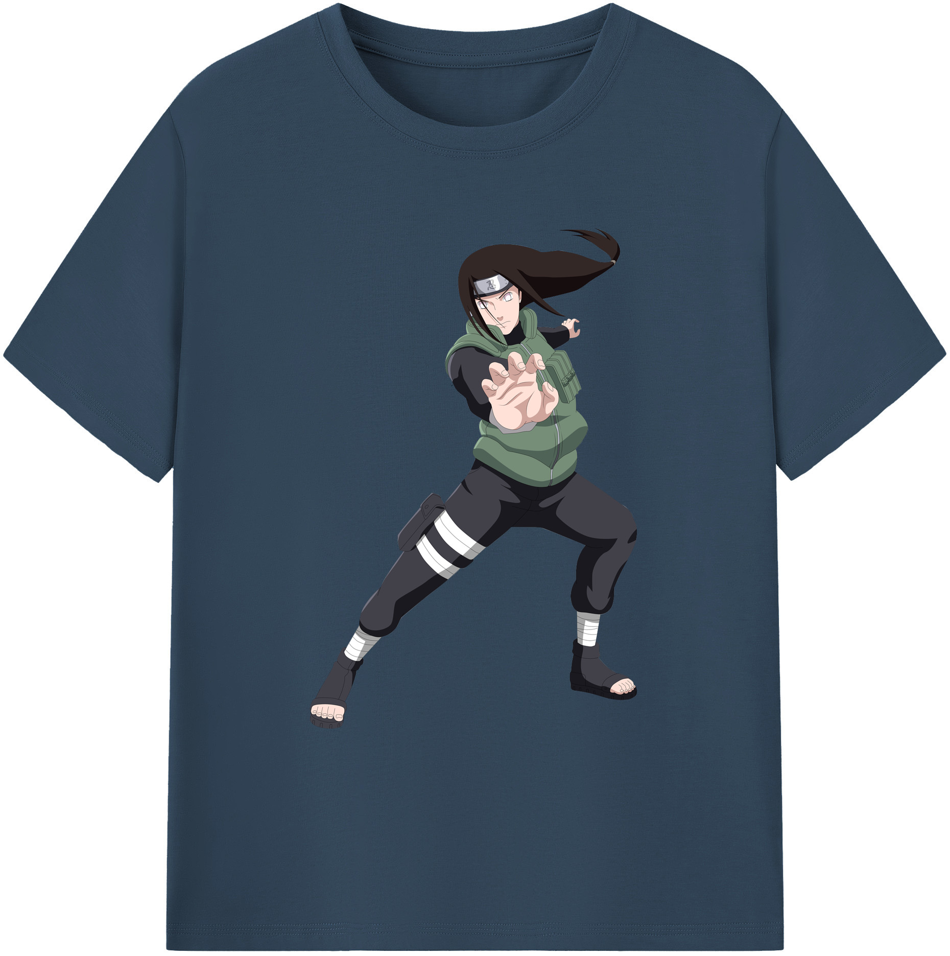（画像用） NARUTO -ナルト- 日向ネジ Hyūga Neji 綿100％ メンズ半袖Tシャツ｜肌触りやわらか＆通気性