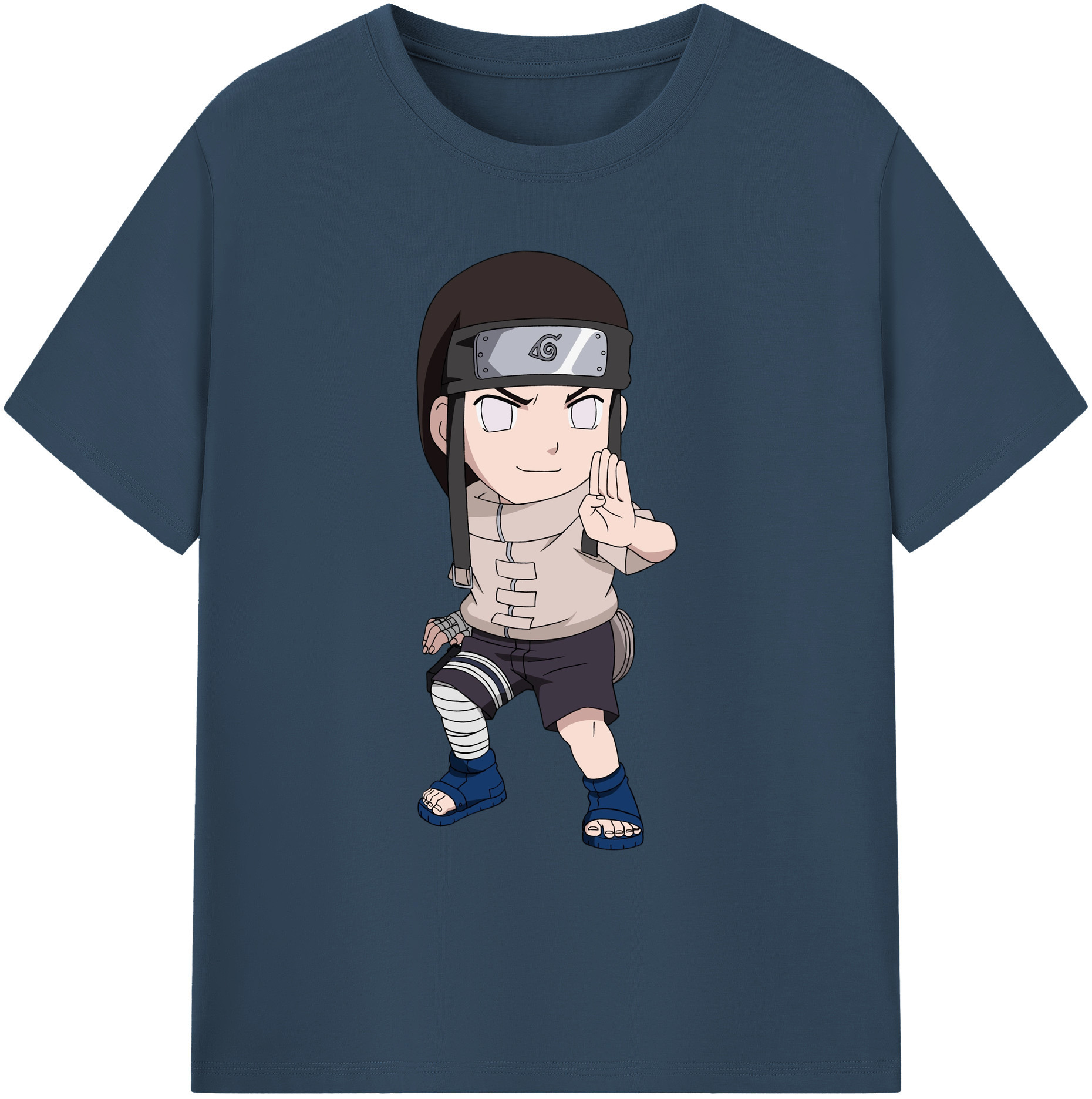 （画像用） NARUTO -ナルト- 日向ネジ Hyūga Neji 綿100％ メンズ半袖Tシャツ｜肌触りやわらか＆通気性