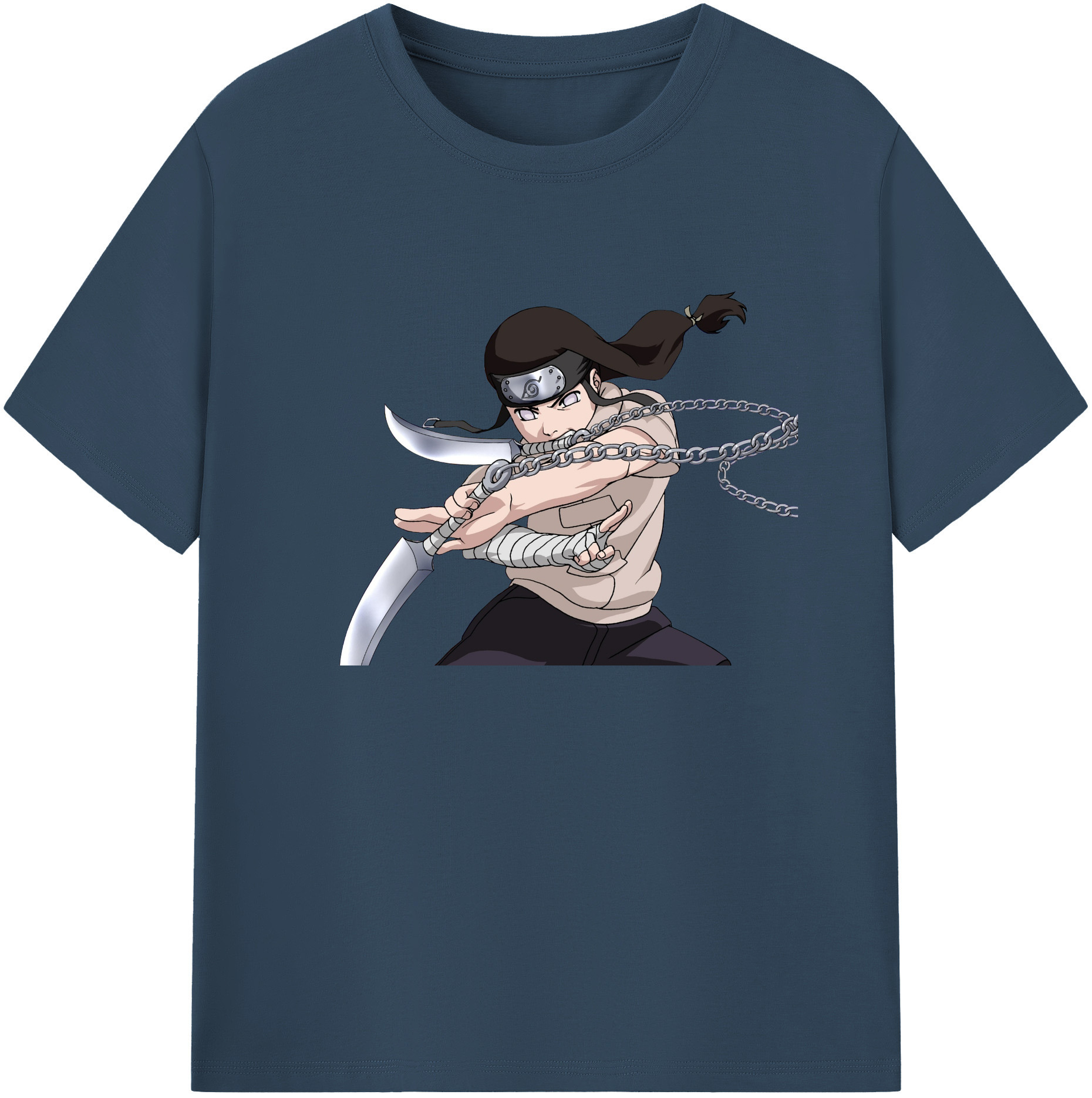 （画像用） NARUTO -ナルト- 日向ネジ Hyūga Neji 綿100％ メンズ半袖Tシャツ｜肌触りやわらか＆通気性