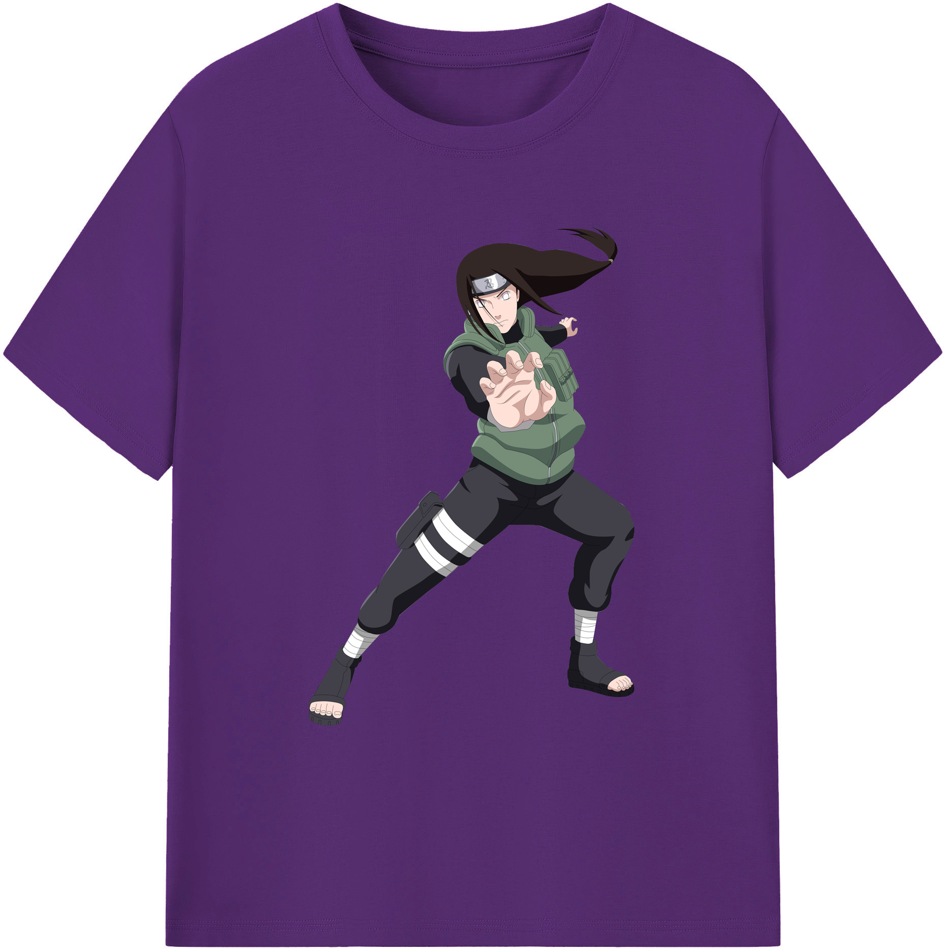 （画像用） NARUTO -ナルト- 日向ネジ Hyūga Neji 綿100％ メンズ半袖Tシャツ｜肌触りやわらか＆通気性