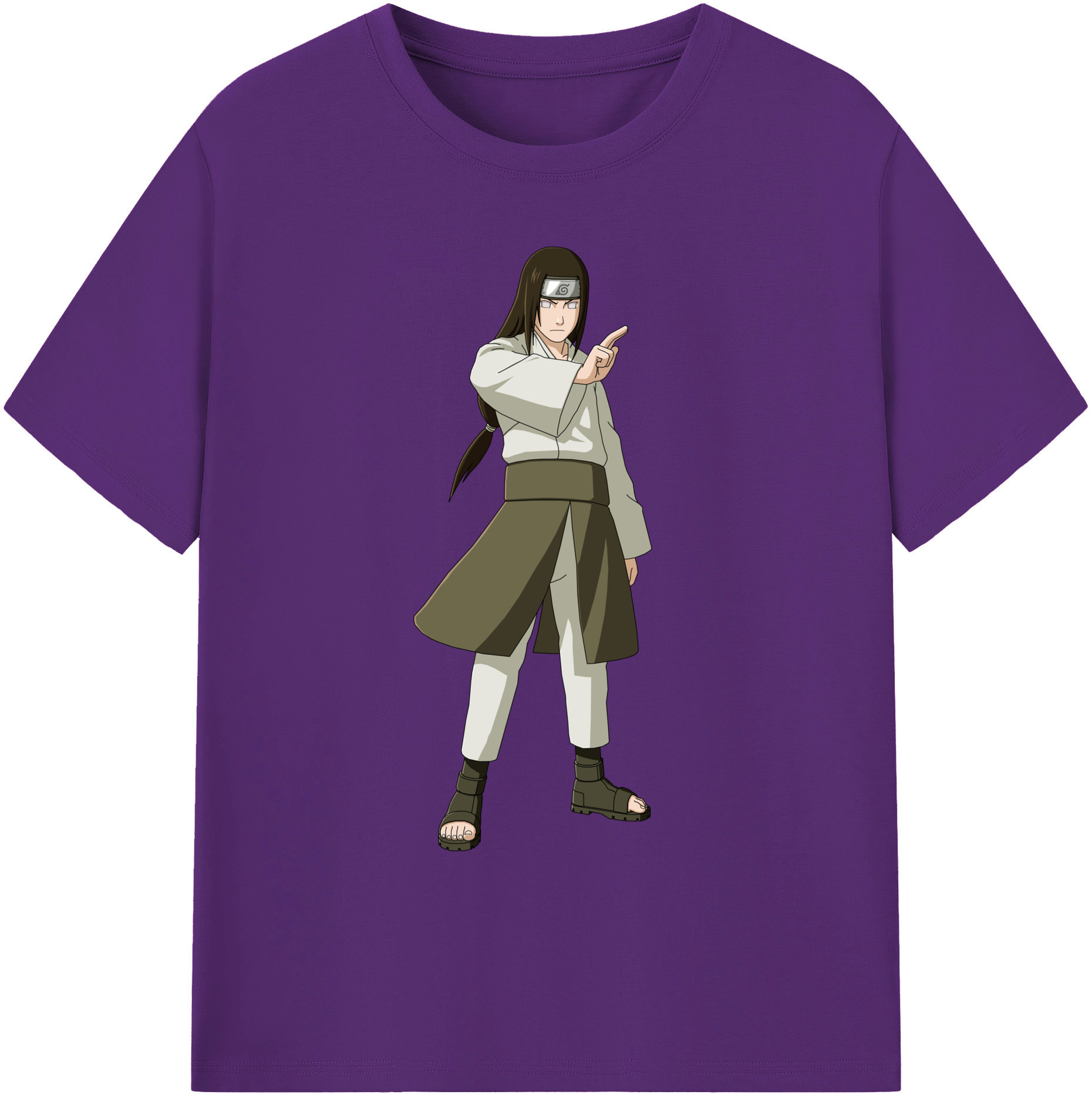 （画像用） NARUTO -ナルト- 日向ネジ Hyūga Neji 綿100％ メンズ半袖Tシャツ｜肌触りやわらか＆通気性