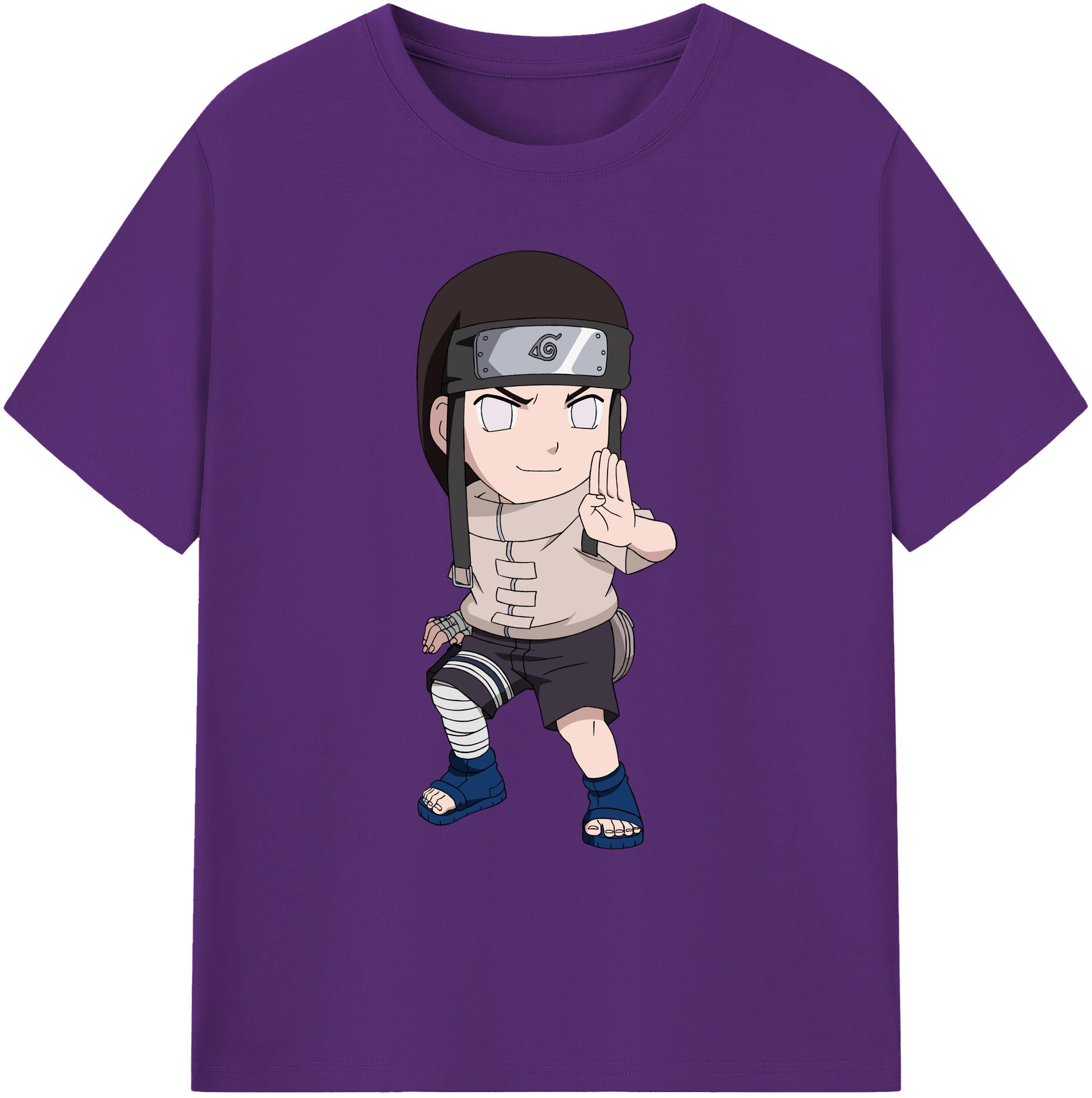 （画像用） NARUTO -ナルト- 日向ネジ Hyūga Neji 綿100％ メンズ半袖Tシャツ｜肌触りやわらか＆通気性