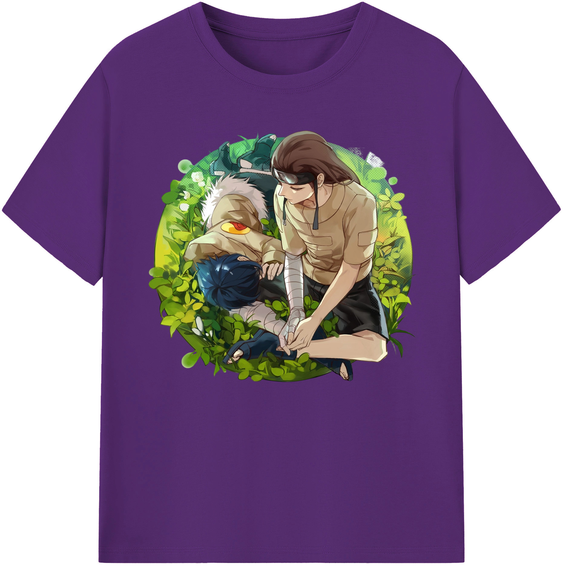 （画像用） NARUTO -ナルト- 日向ネジ Hyūga Neji 綿100％ メンズ半袖Tシャツ｜肌触りやわらか＆通気性