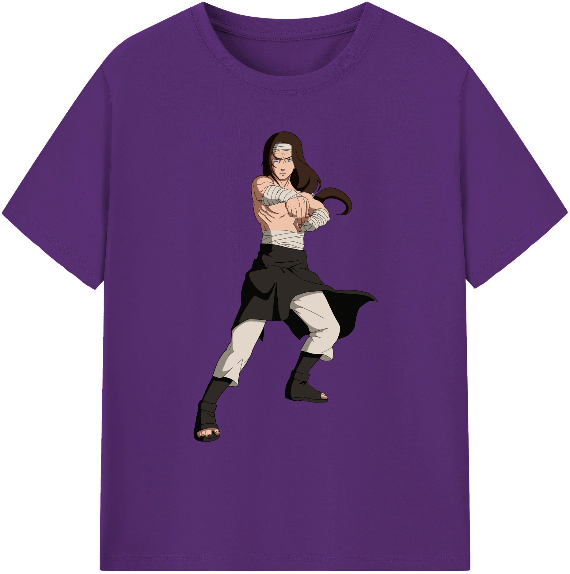 （画像用） NARUTO -ナルト- 日向ネジ Hyūga Neji 綿100％ メンズ半袖Tシャツ｜肌触りやわらか＆通気性