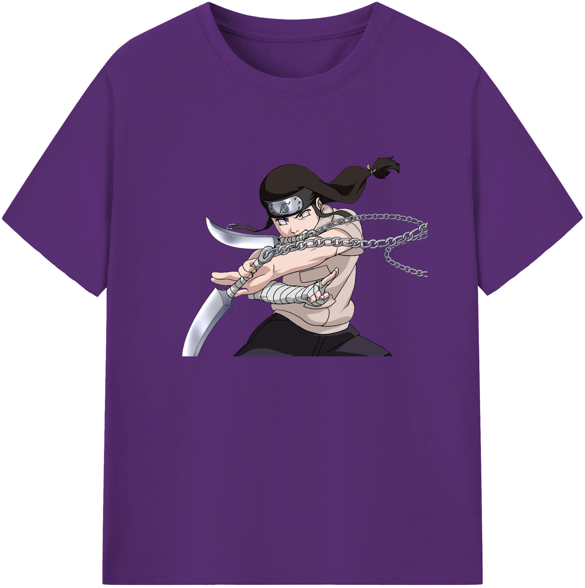 （画像用） NARUTO -ナルト- 日向ネジ Hyūga Neji 綿100％ メンズ半袖Tシャツ｜肌触りやわらか＆通気性