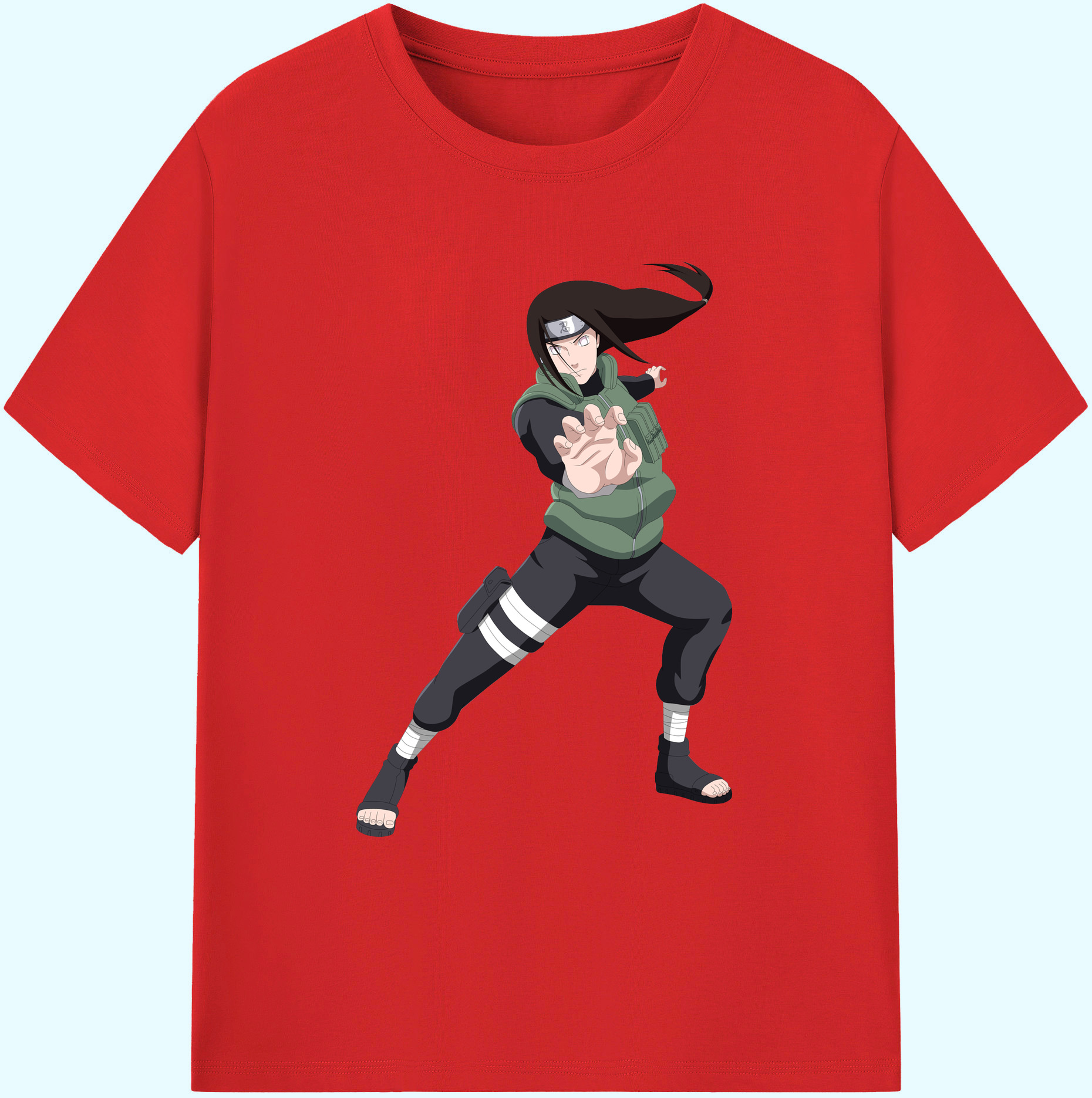 （画像用） NARUTO -ナルト- 日向ネジ Hyūga Neji 綿100％ メンズ半袖Tシャツ｜肌触りやわらか＆通気性