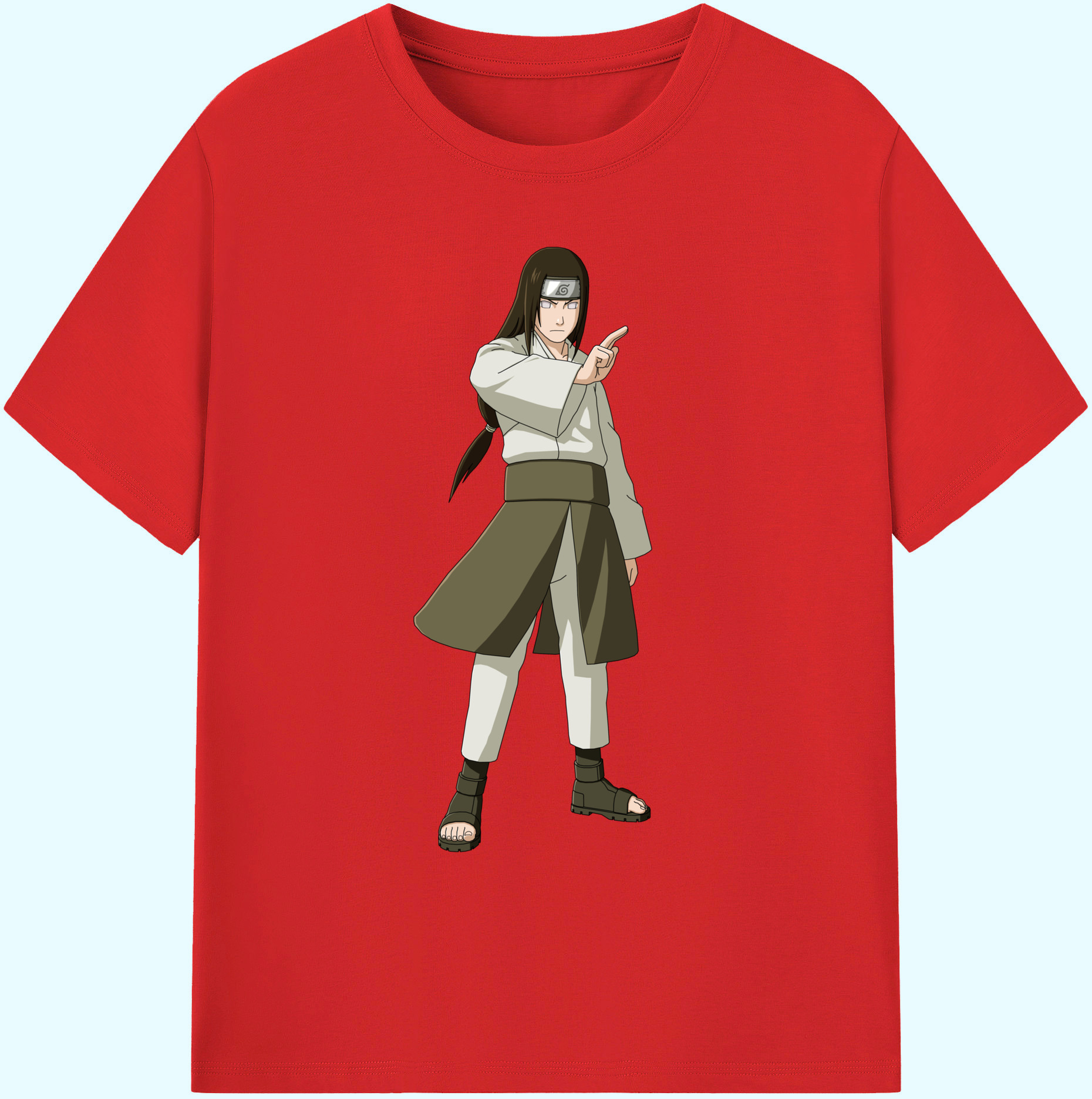 （画像用） NARUTO -ナルト- 日向ネジ Hyūga Neji 綿100％ メンズ半袖Tシャツ｜肌触りやわらか＆通気性