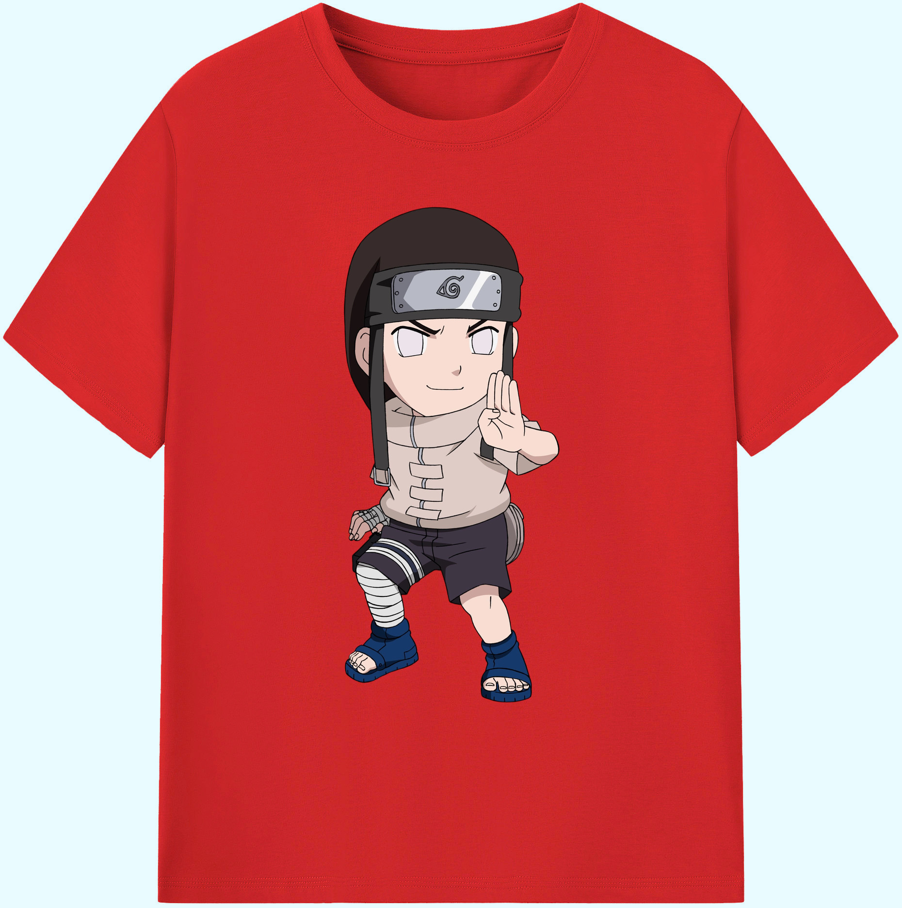 （画像用） NARUTO -ナルト- 日向ネジ Hyūga Neji 綿100％ メンズ半袖Tシャツ｜肌触りやわらか＆通気性