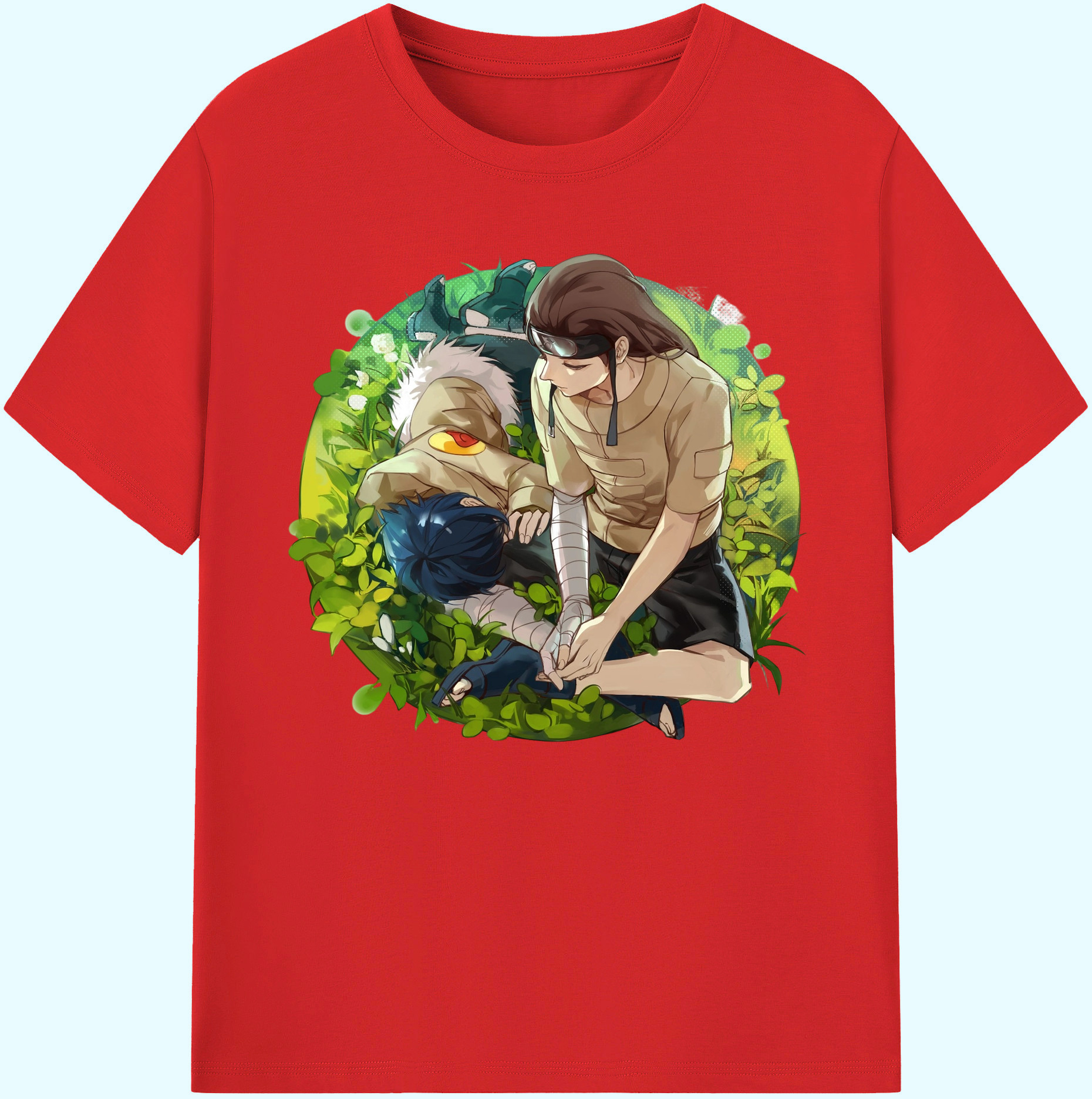 （画像用） NARUTO -ナルト- 日向ネジ Hyūga Neji 綿100％ メンズ半袖Tシャツ｜肌触りやわらか＆通気性