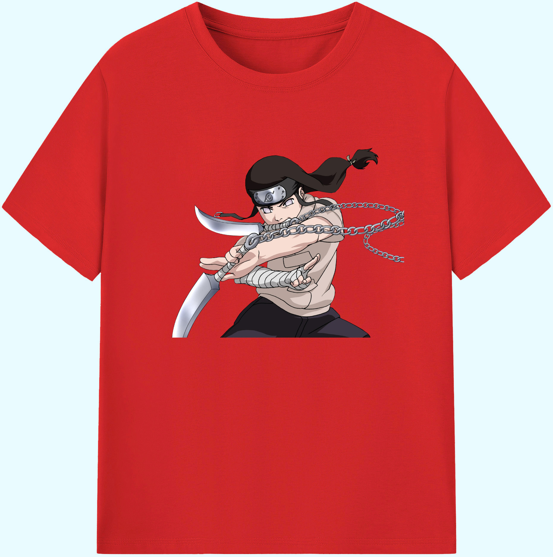 （画像用） NARUTO -ナルト- 日向ネジ Hyūga Neji 綿100％ メンズ半袖Tシャツ｜肌触りやわらか＆通気性