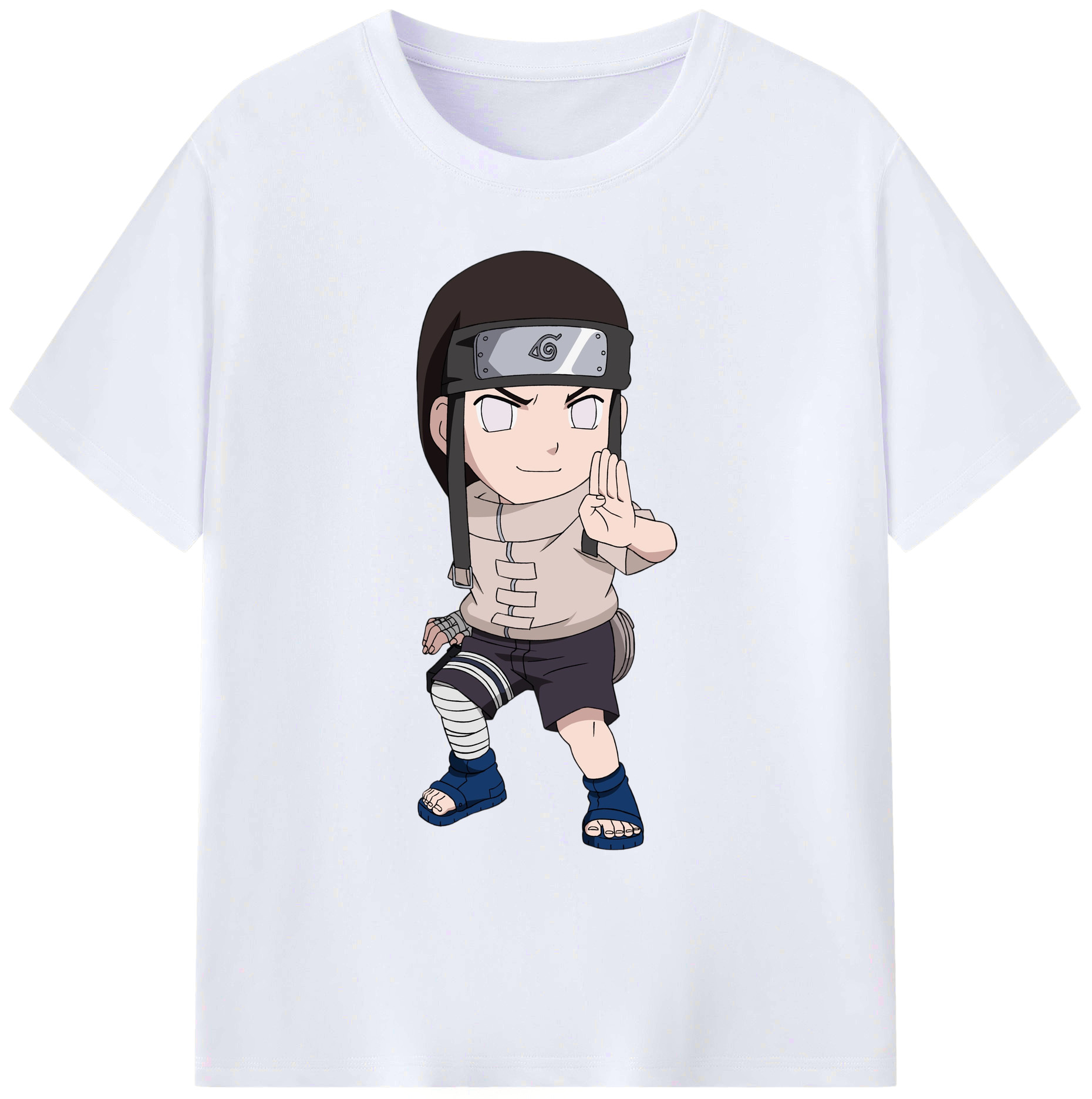 （画像用） NARUTO -ナルト- 日向ネジ Hyūga Neji 綿100％ メンズ半袖Tシャツ｜肌触りやわらか＆通気性