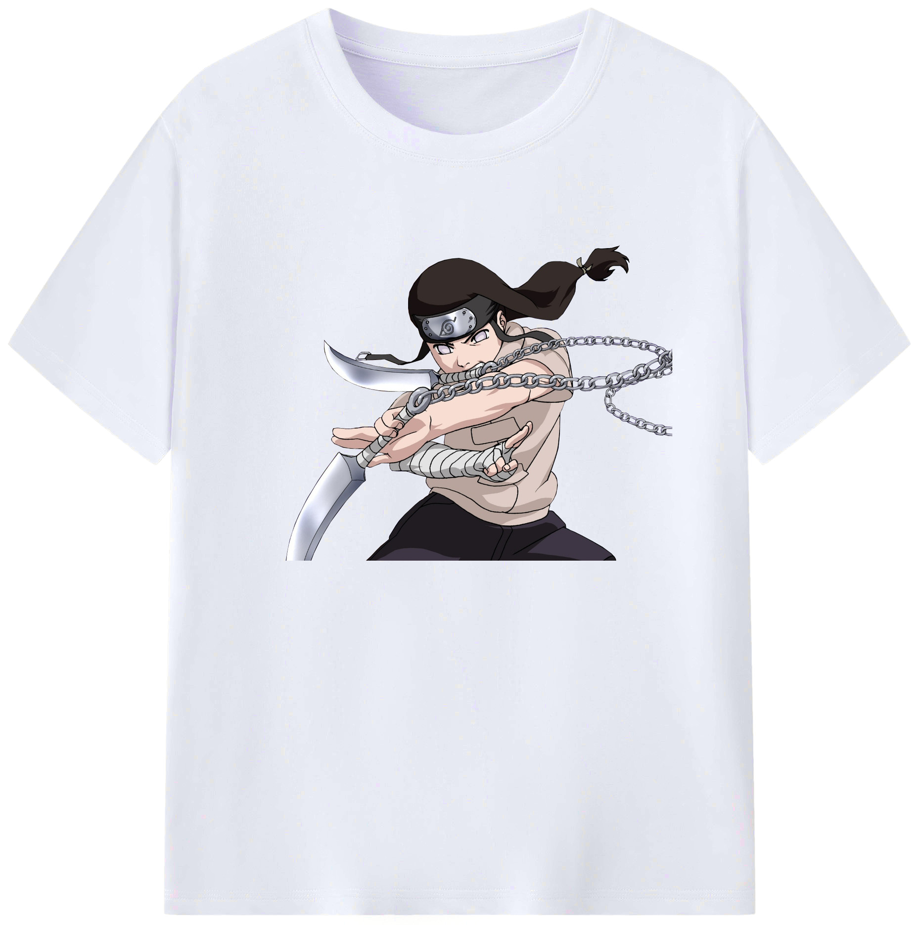 （画像用） NARUTO -ナルト- 日向ネジ Hyūga Neji 綿100％ メンズ半袖Tシャツ｜肌触りやわらか＆通気性