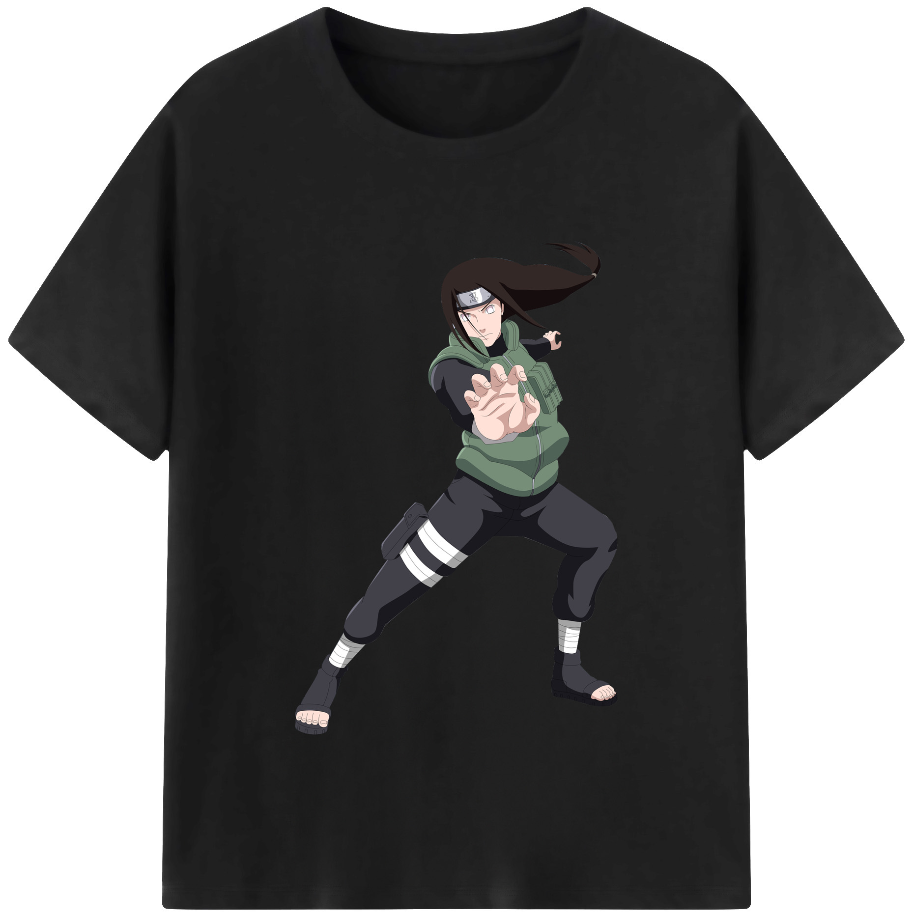 （画像用） NARUTO -ナルト- 日向ネジ Hyūga Neji レディースカジュアルプリントTシャツ（綿100％）