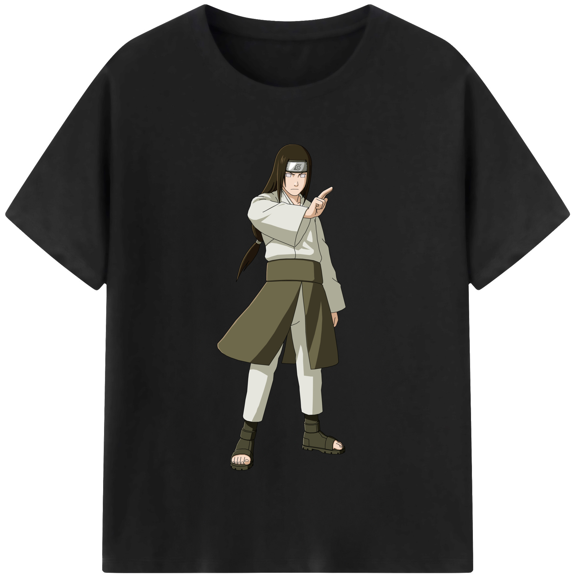 （画像用） NARUTO -ナルト- 日向ネジ Hyūga Neji レディースカジュアルプリントTシャツ（綿100％）