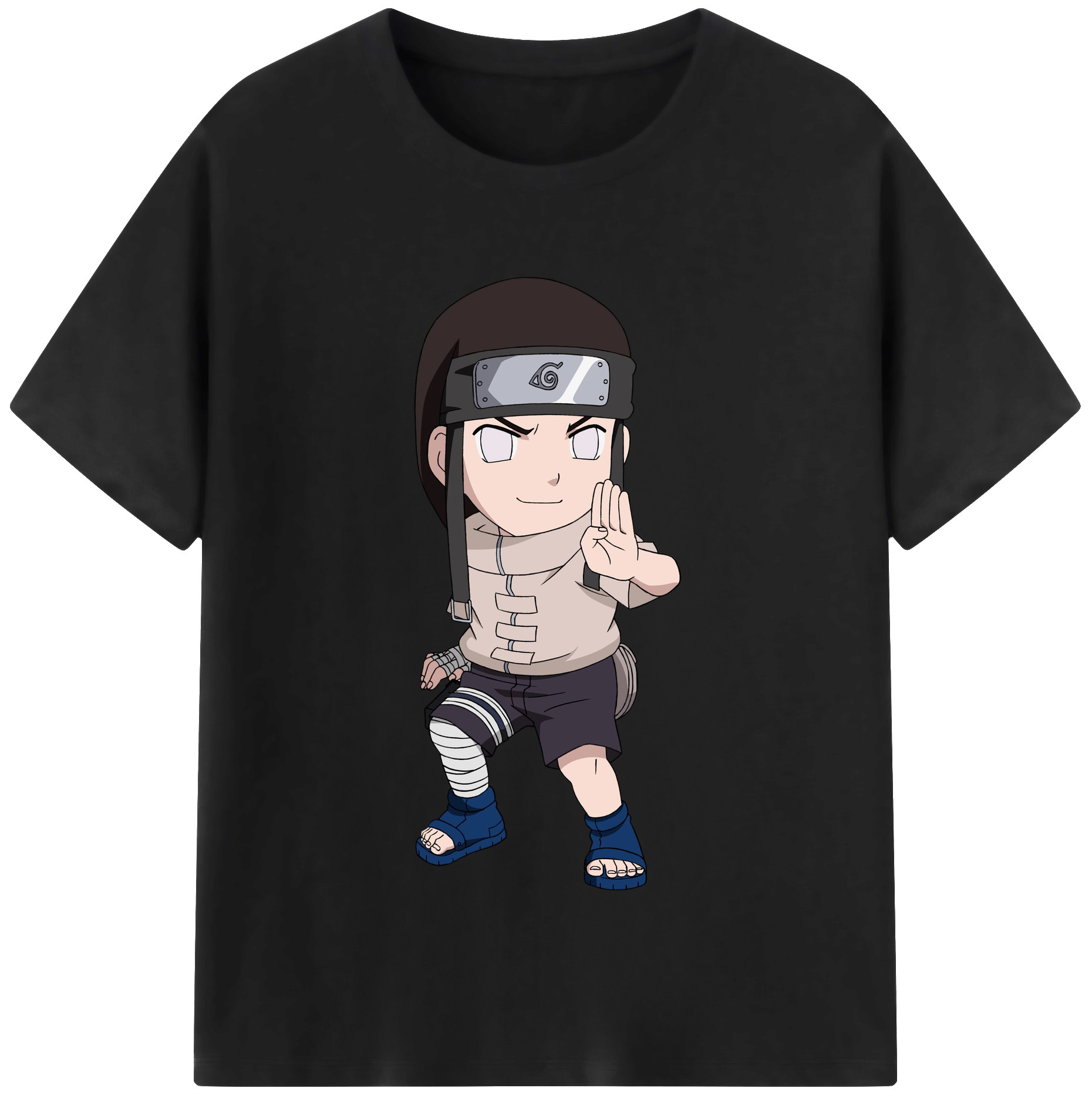 （画像用） NARUTO -ナルト- 日向ネジ Hyūga Neji レディースカジュアルプリントTシャツ（綿100％）