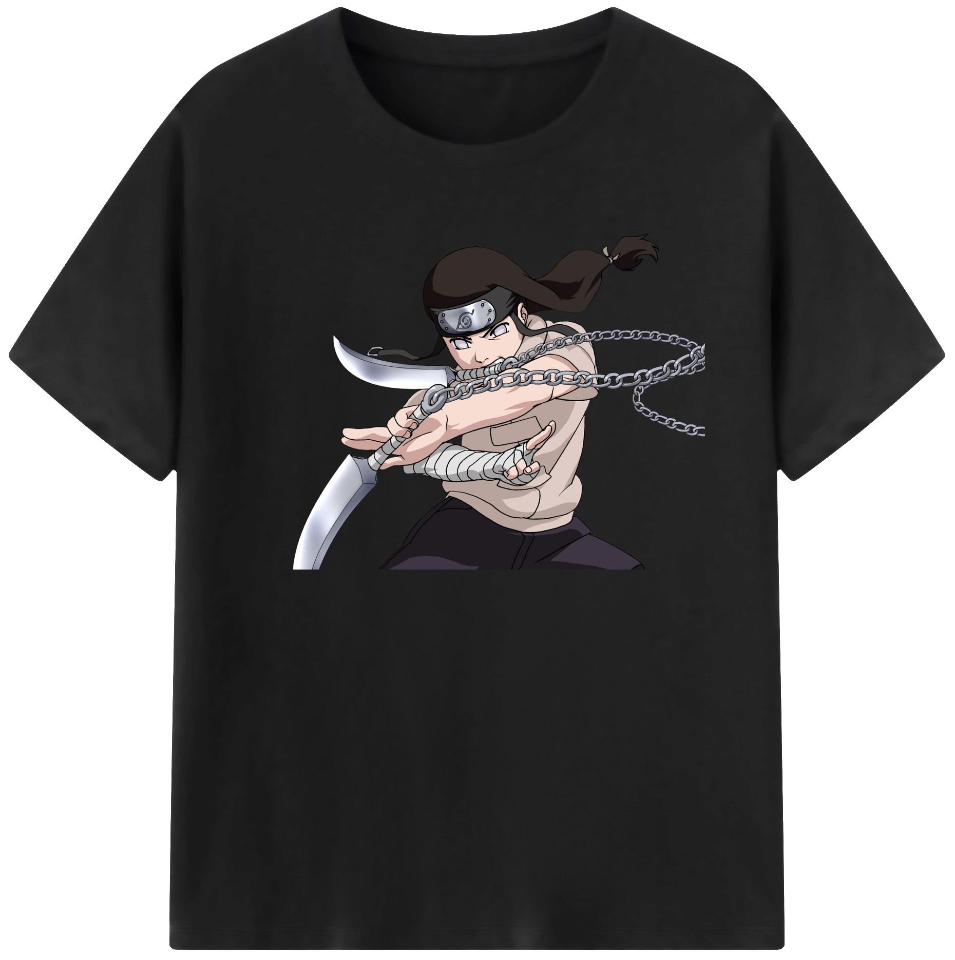 （画像用） NARUTO -ナルト- 日向ネジ Hyūga Neji レディースカジュアルプリントTシャツ（綿100％）
