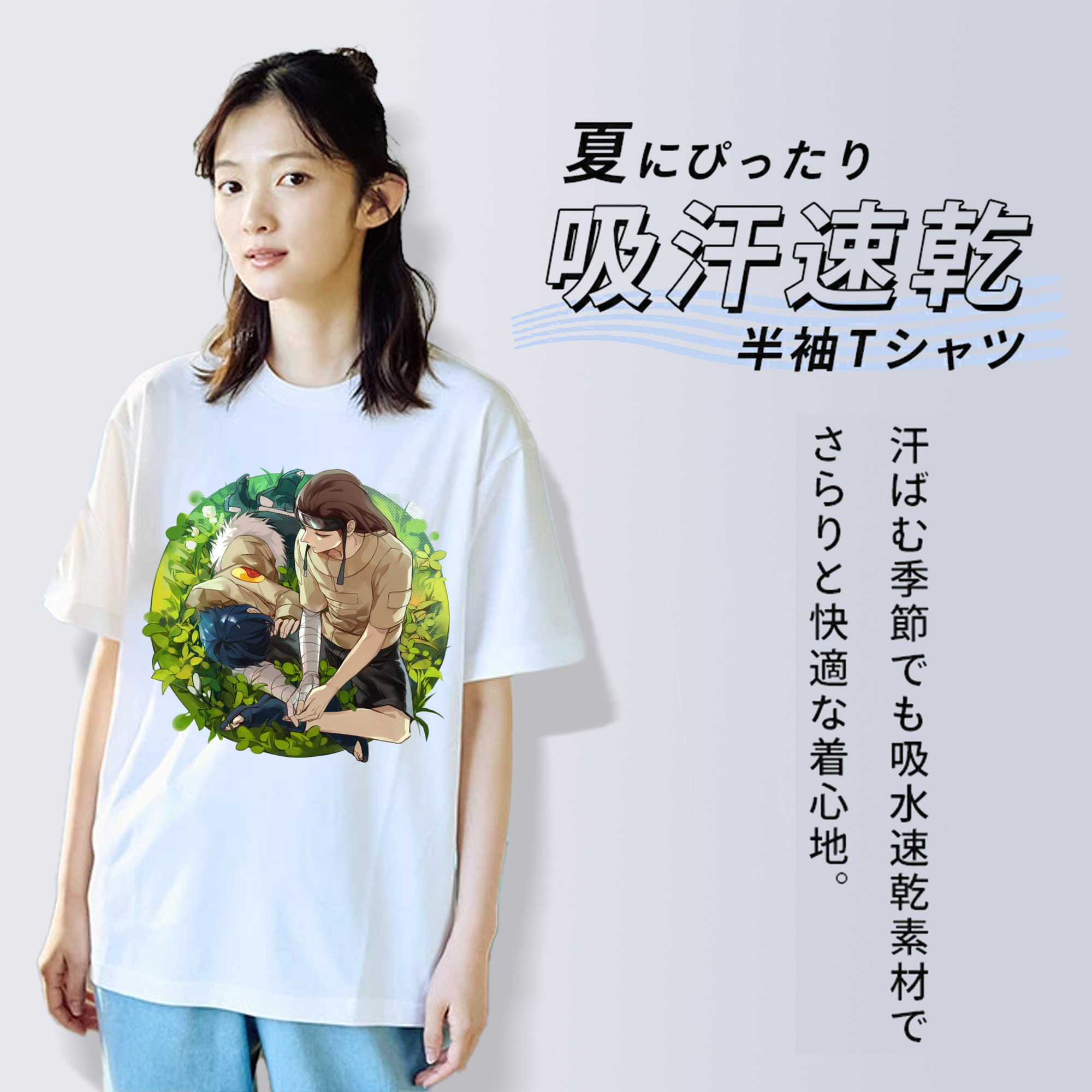 NARUTO -ナルト- 日向ネジ Hyūga Neji レディースカジュアルプリントTシャツ（綿100％）