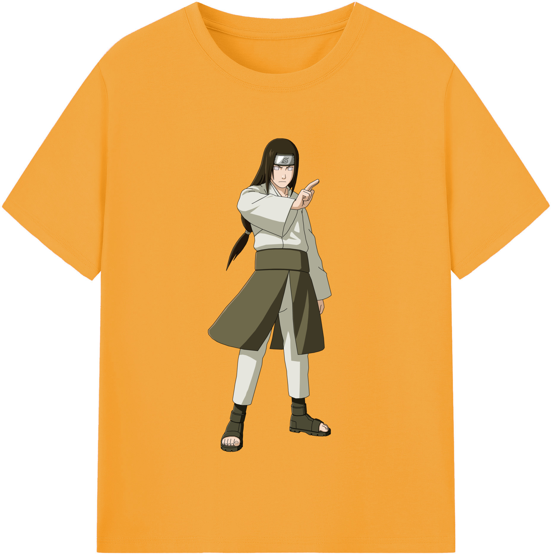 （画像用） NARUTO -ナルト- 日向ネジ Hyūga Neji レディースカジュアルプリントTシャツ（綿100％）