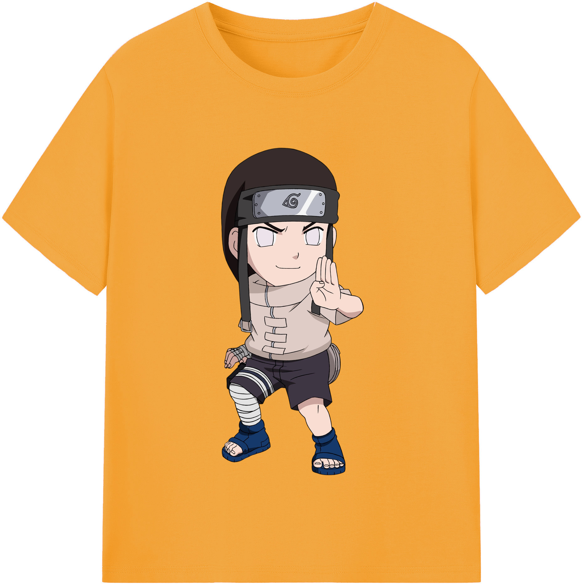 （画像用） NARUTO -ナルト- 日向ネジ Hyūga Neji レディースカジュアルプリントTシャツ（綿100％）