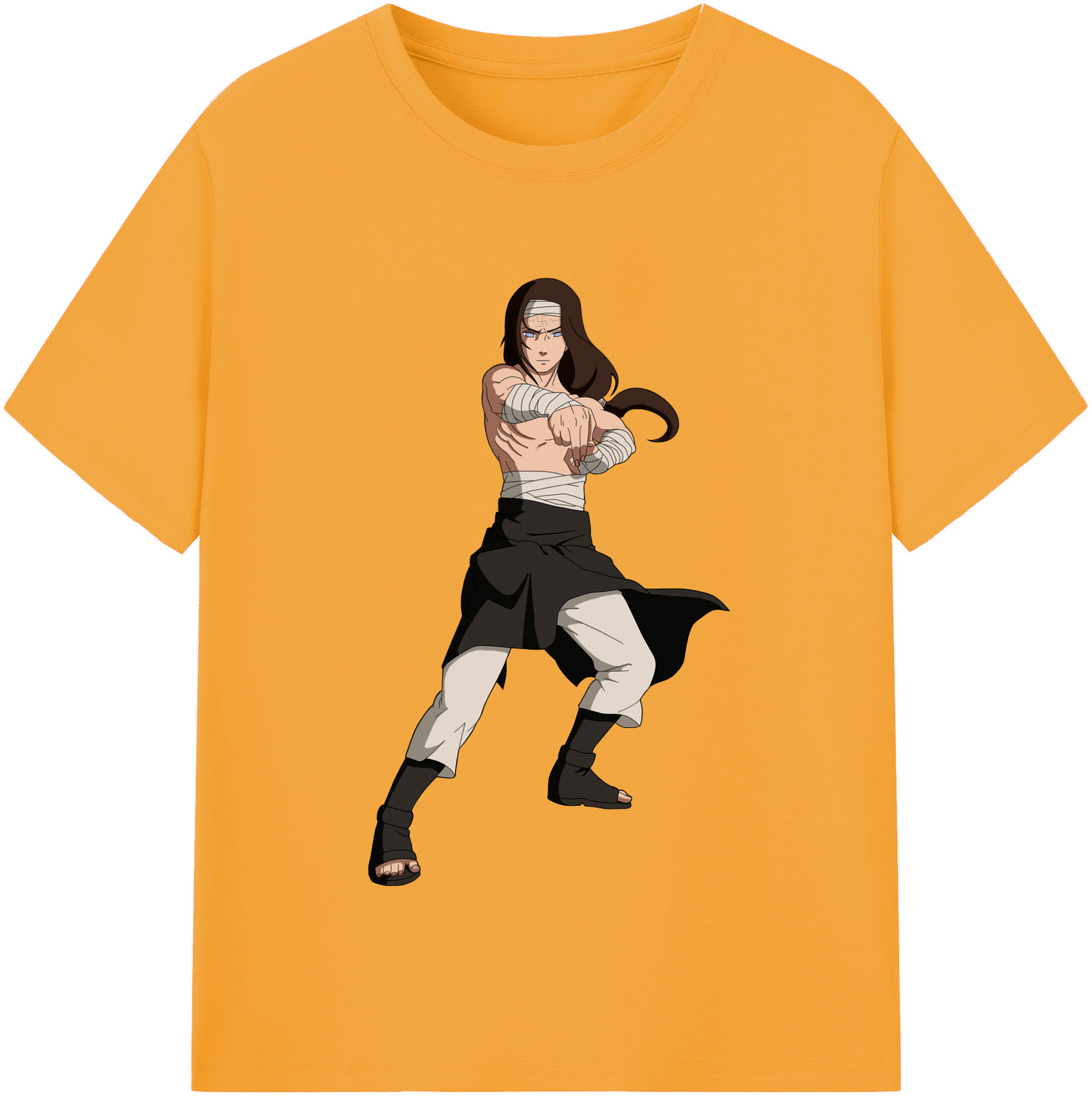 （画像用） NARUTO -ナルト- 日向ネジ Hyūga Neji レディースカジュアルプリントTシャツ（綿100％）
