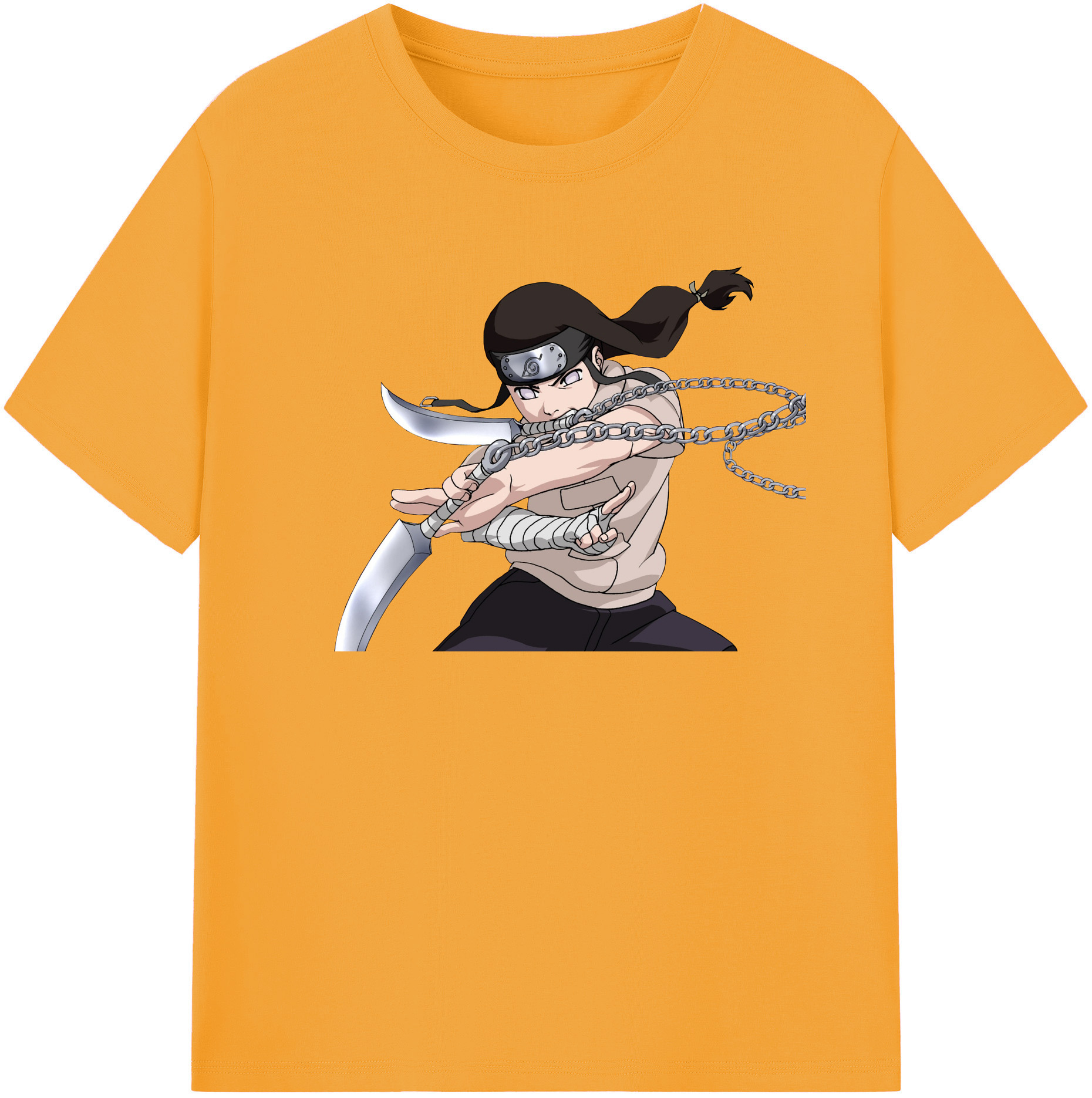 （画像用） NARUTO -ナルト- 日向ネジ Hyūga Neji レディースカジュアルプリントTシャツ（綿100％）