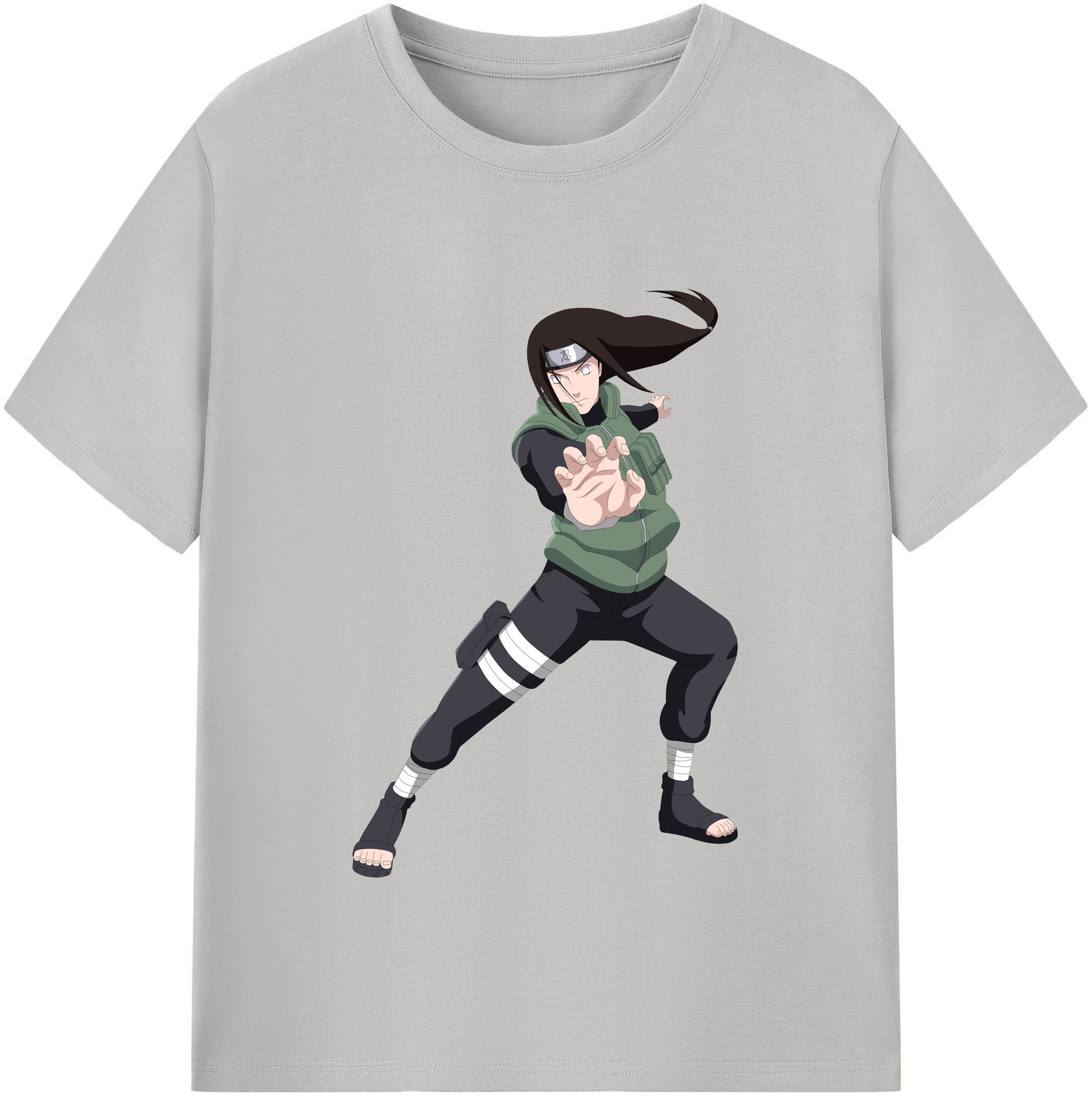 （画像用） NARUTO -ナルト- 日向ネジ Hyūga Neji レディースカジュアルプリントTシャツ（綿100％）