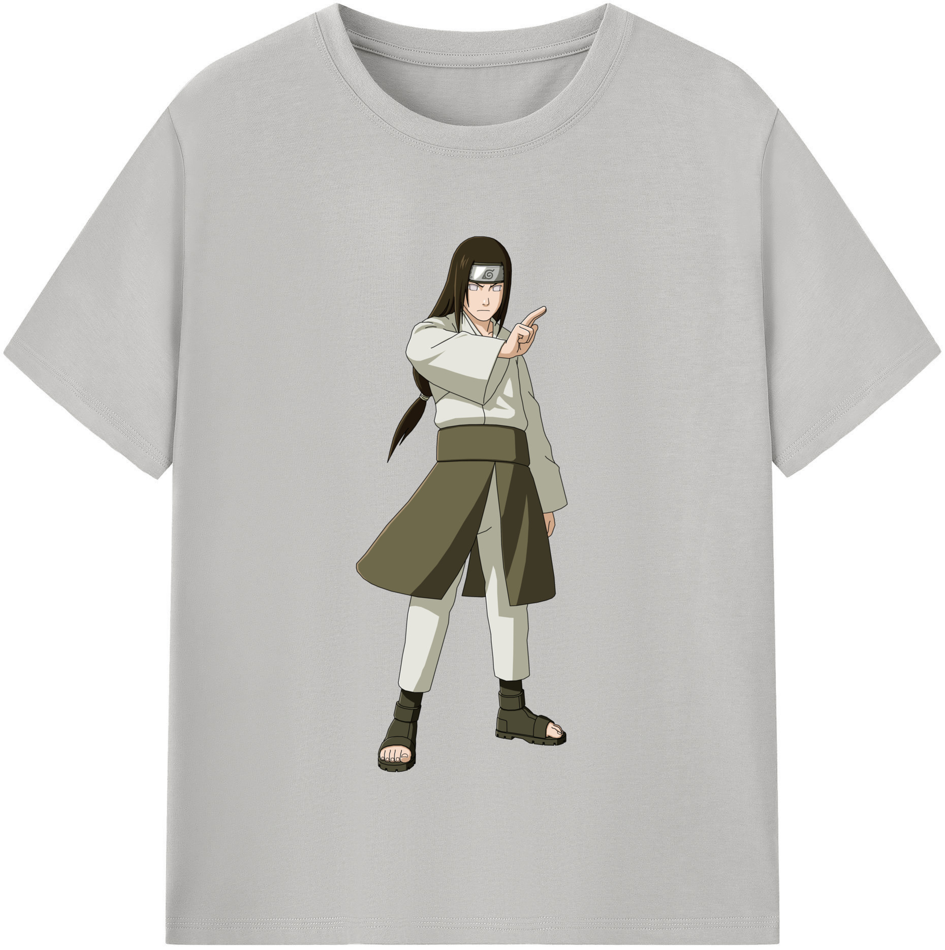 （画像用） NARUTO -ナルト- 日向ネジ Hyūga Neji レディースカジュアルプリントTシャツ（綿100％）