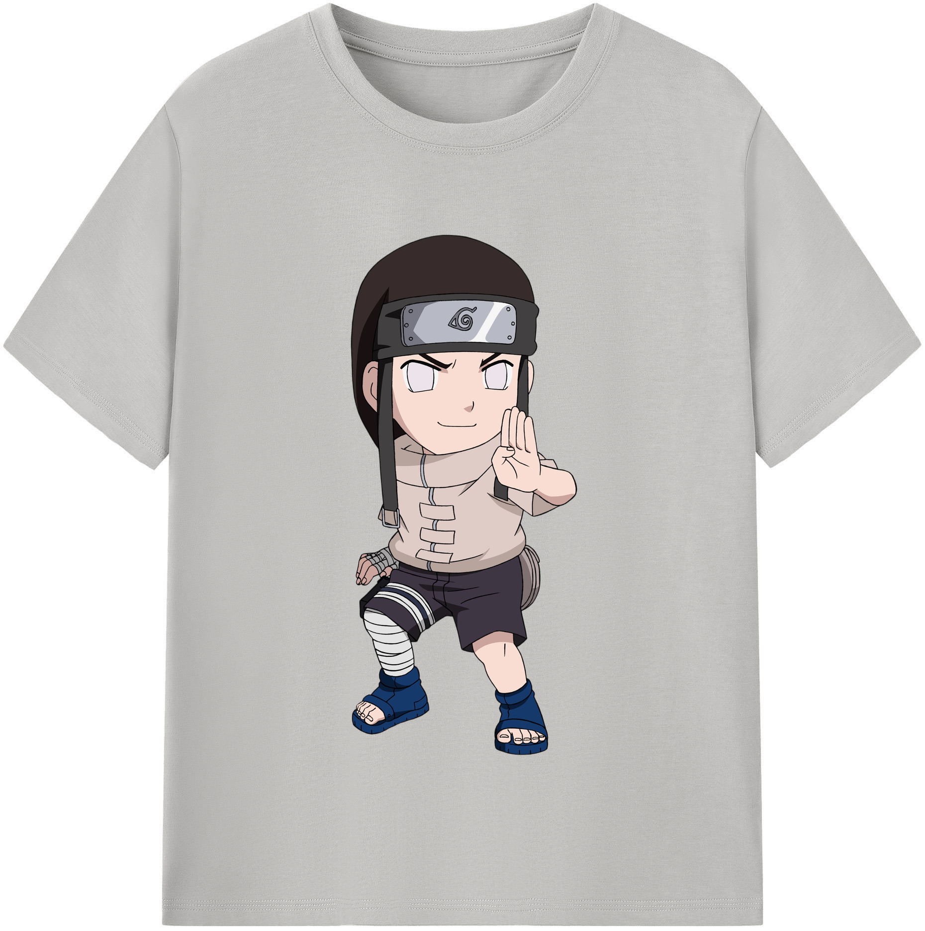 （画像用） NARUTO -ナルト- 日向ネジ Hyūga Neji レディースカジュアルプリントTシャツ（綿100％）