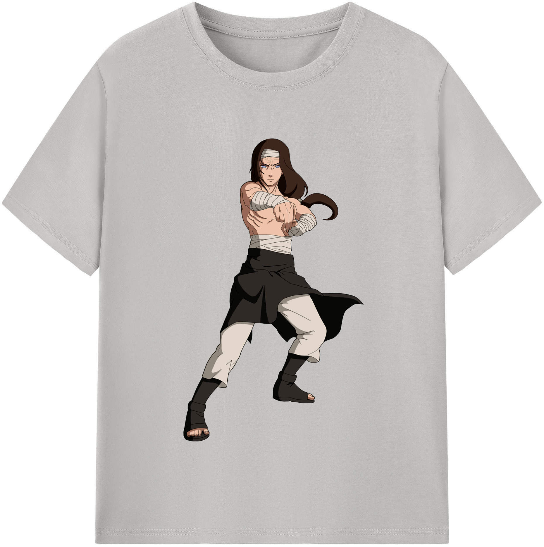 （画像用） NARUTO -ナルト- 日向ネジ Hyūga Neji レディースカジュアルプリントTシャツ（綿100％）