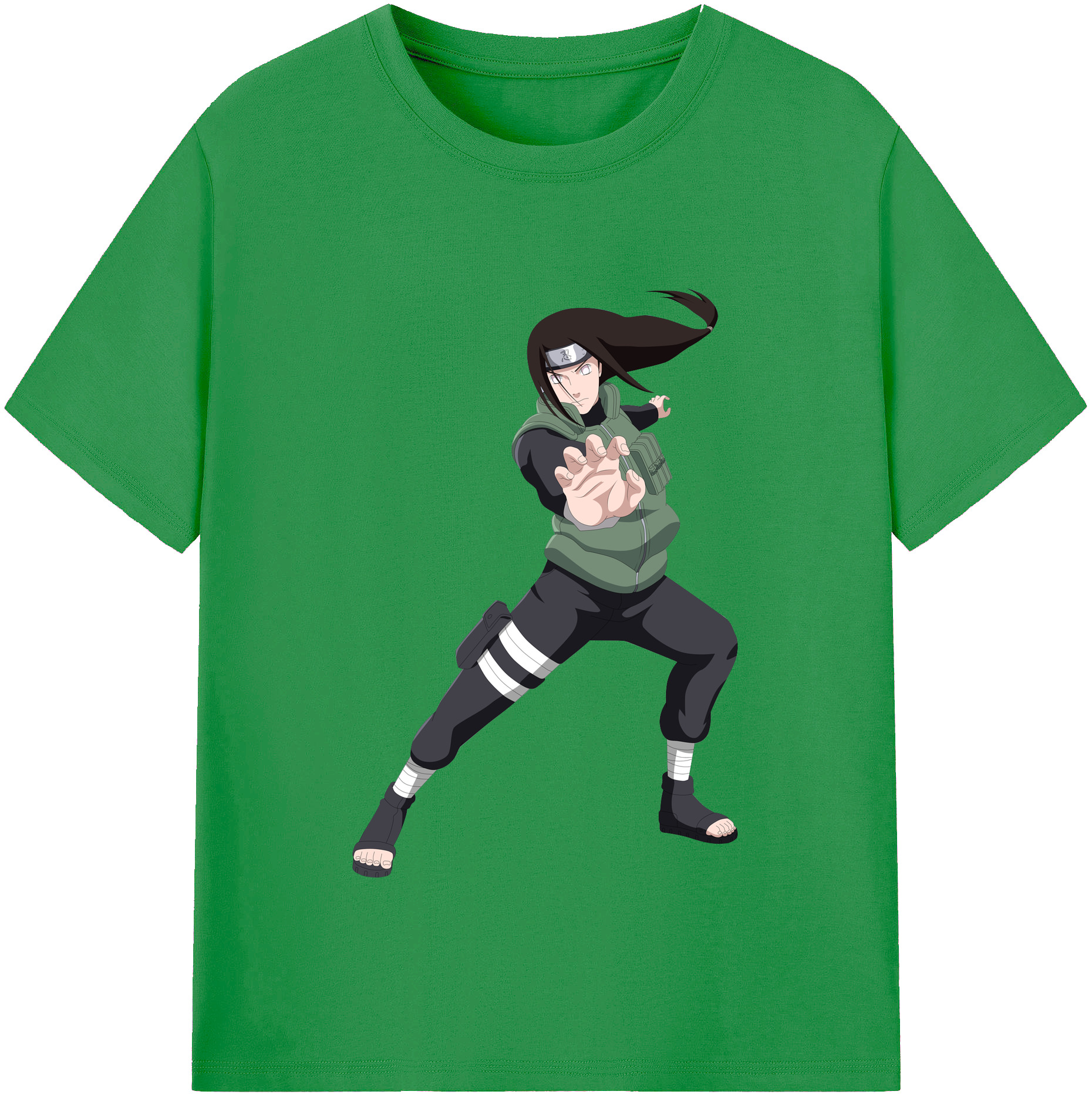 （画像用） NARUTO -ナルト- 日向ネジ Hyūga Neji レディースカジュアルプリントTシャツ（綿100％）