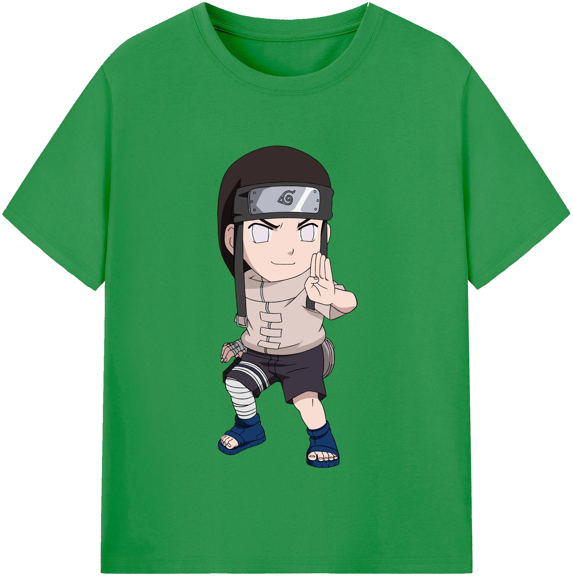 （画像用） NARUTO -ナルト- 日向ネジ Hyūga Neji レディースカジュアルプリントTシャツ（綿100％）