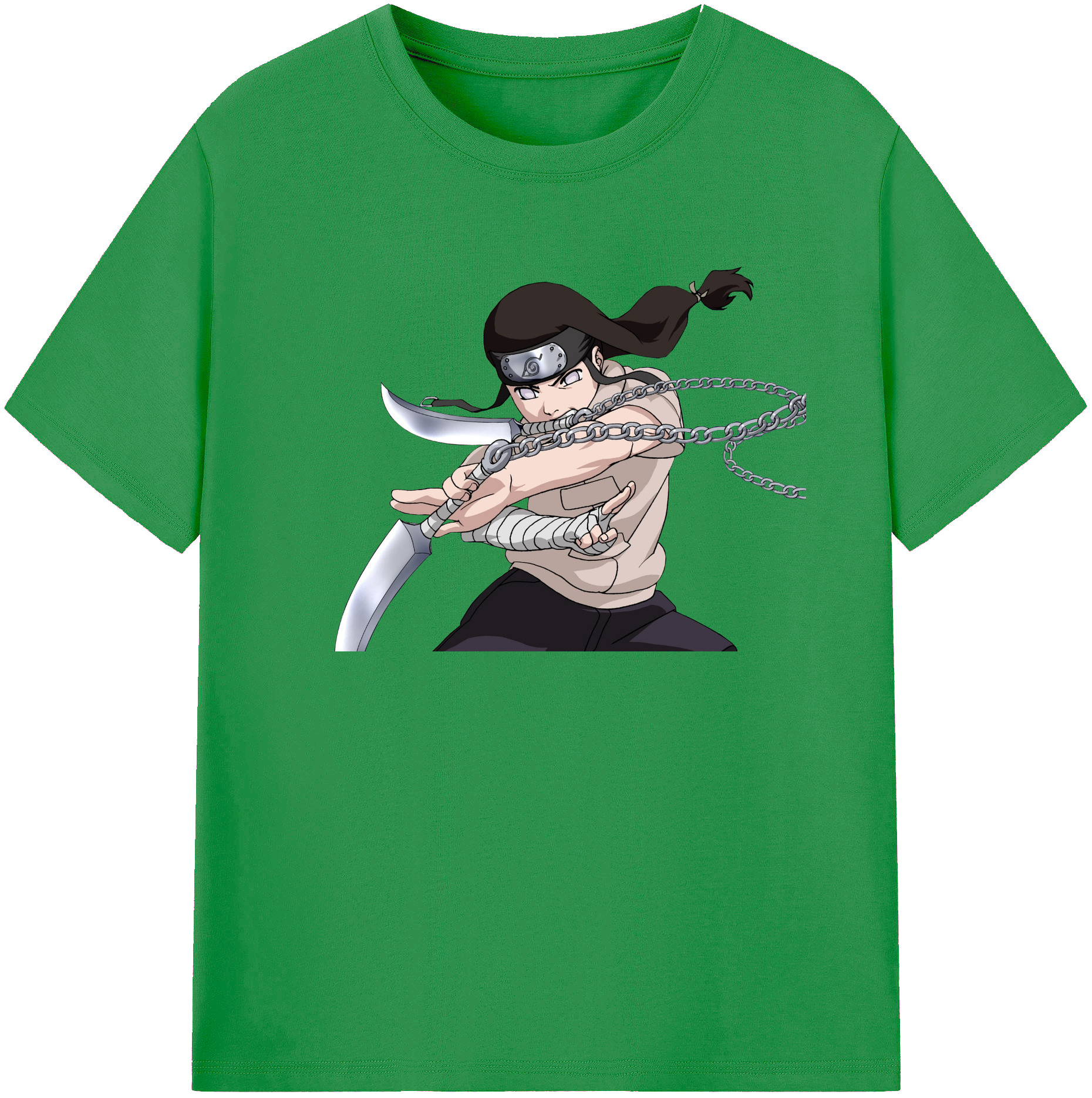 （画像用） NARUTO -ナルト- 日向ネジ Hyūga Neji レディースカジュアルプリントTシャツ（綿100％）
