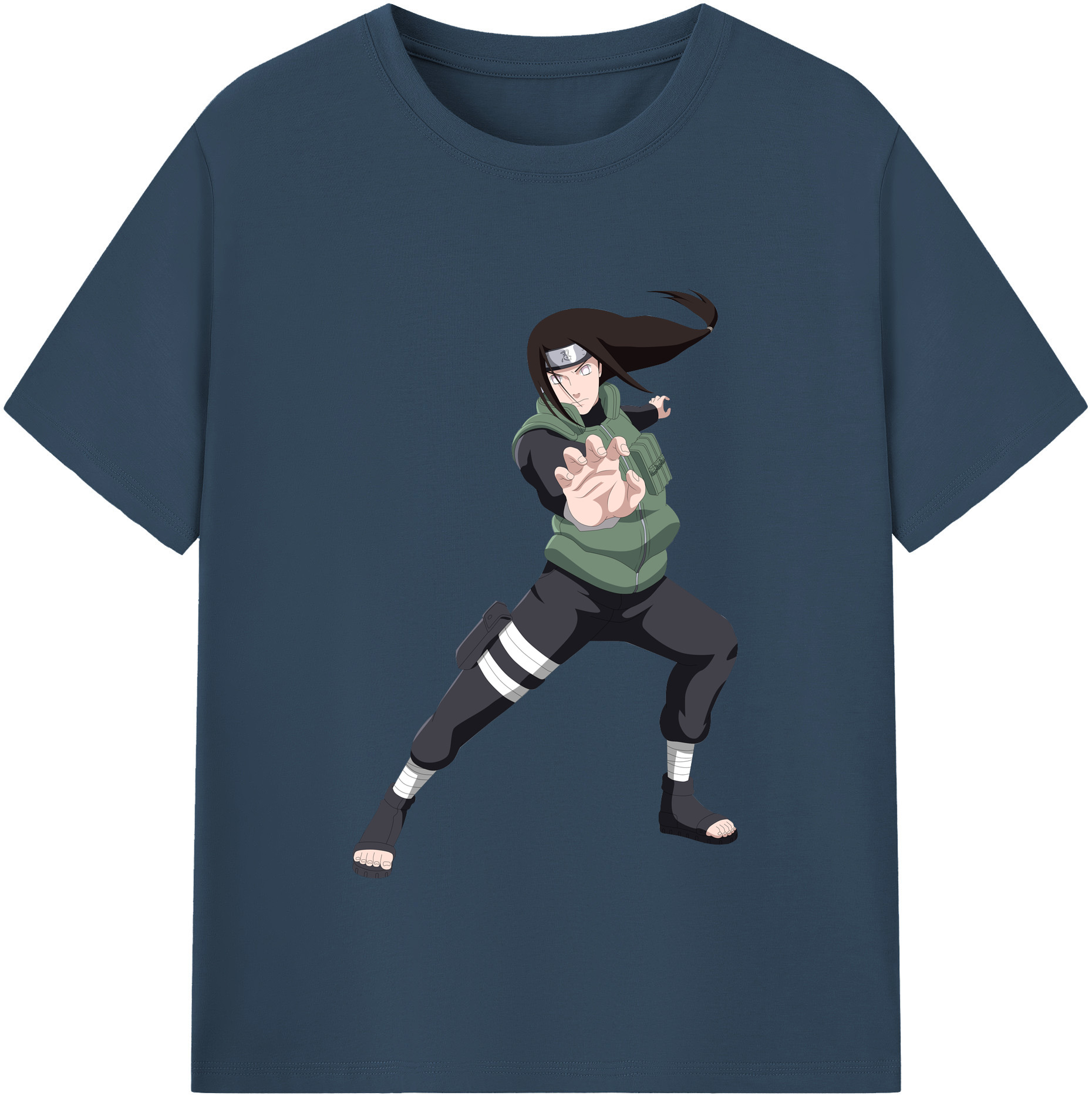 （画像用） NARUTO -ナルト- 日向ネジ Hyūga Neji レディースカジュアルプリントTシャツ（綿100％）
