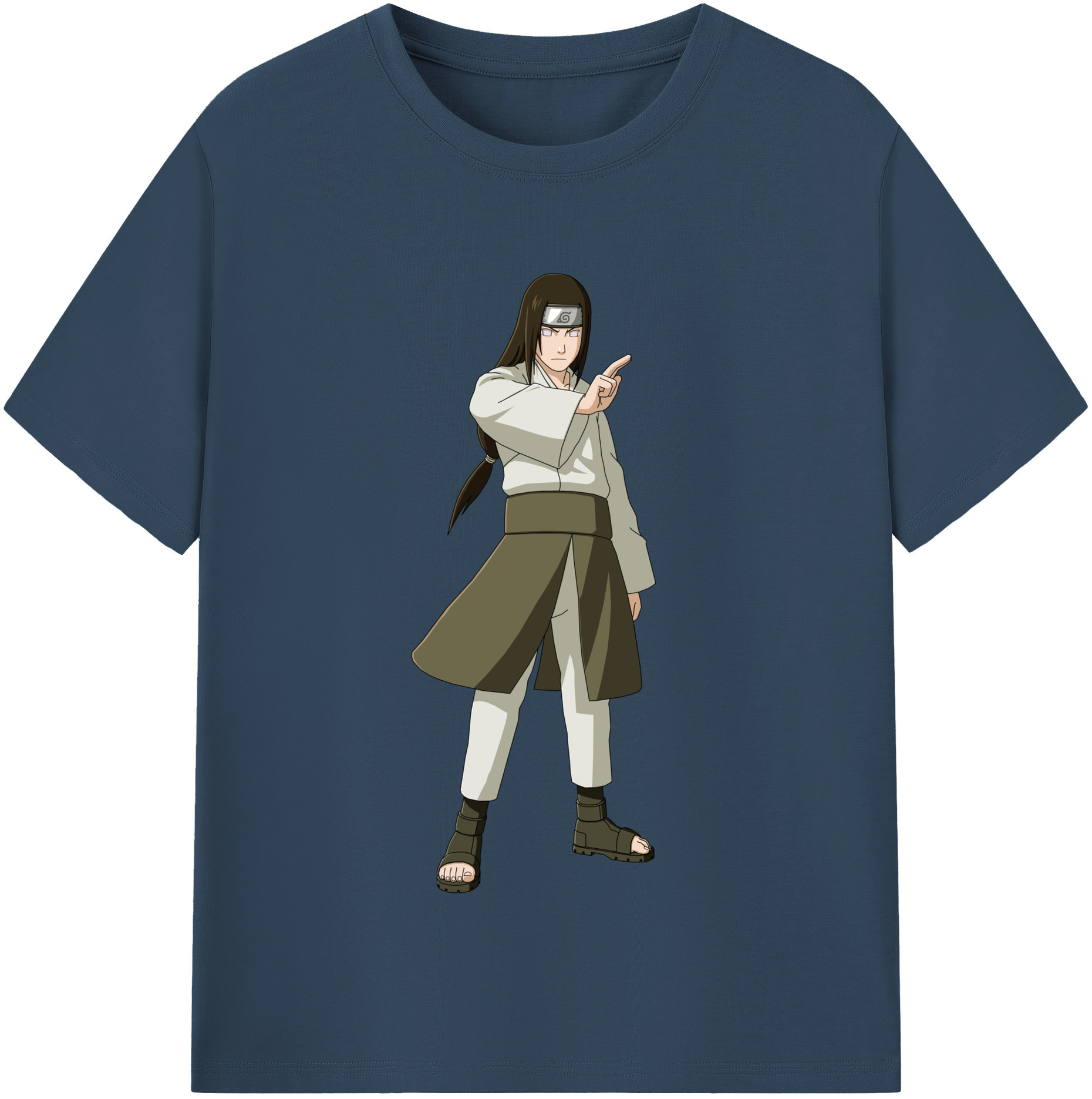 （画像用） NARUTO -ナルト- 日向ネジ Hyūga Neji レディースカジュアルプリントTシャツ（綿100％）