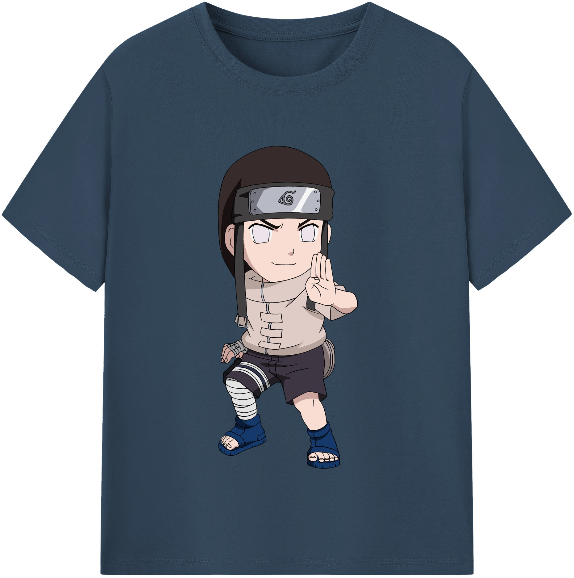 （画像用） NARUTO -ナルト- 日向ネジ Hyūga Neji レディースカジュアルプリントTシャツ（綿100％）