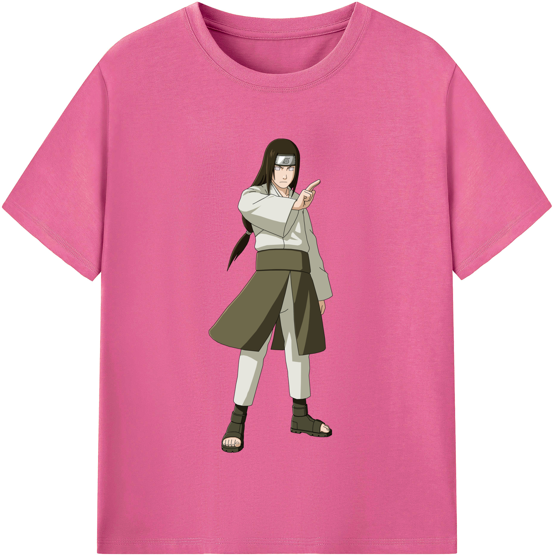 （画像用） NARUTO -ナルト- 日向ネジ Hyūga Neji レディースカジュアルプリントTシャツ（綿100％）