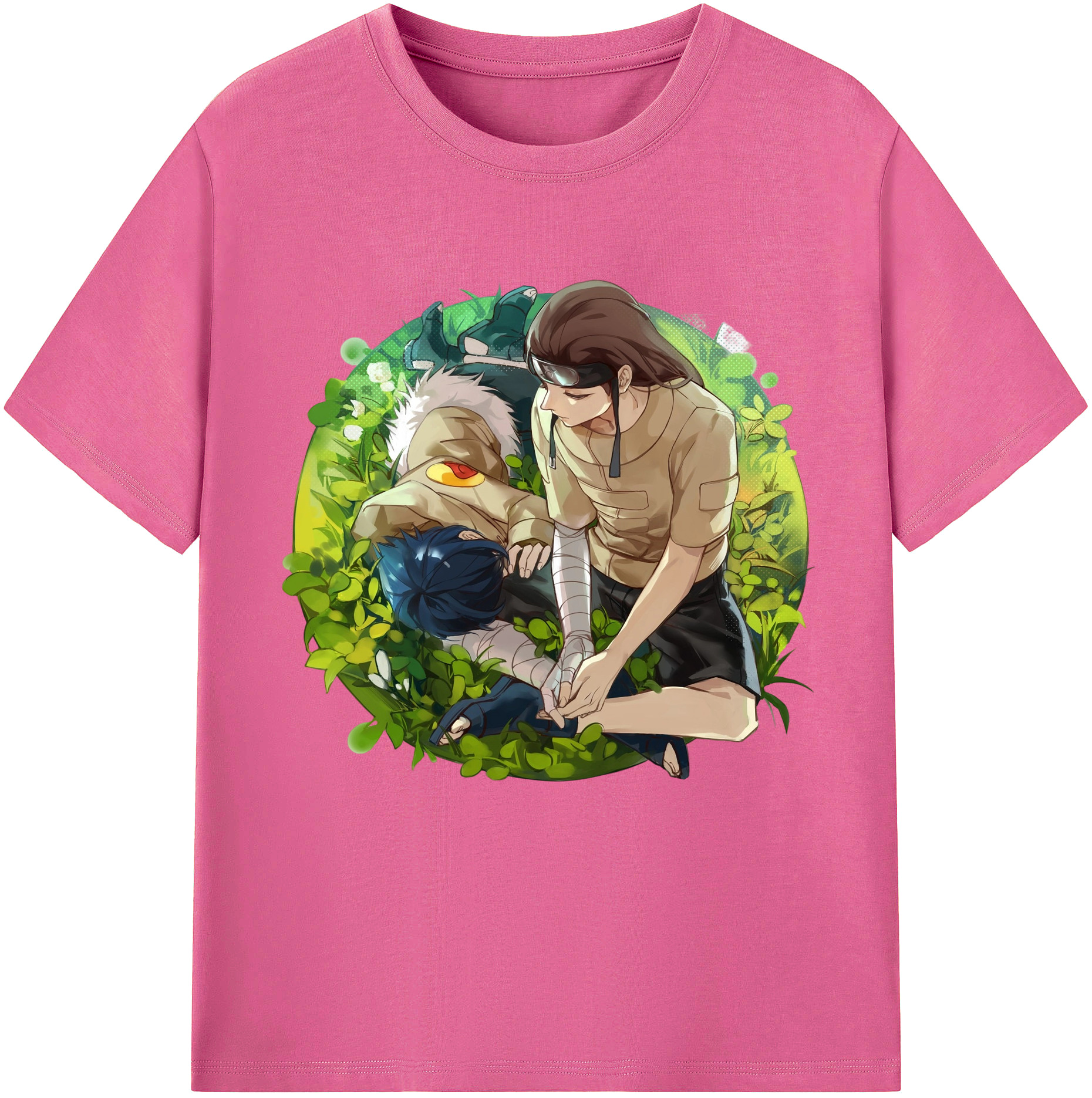 （画像用） NARUTO -ナルト- 日向ネジ Hyūga Neji レディースカジュアルプリントTシャツ（綿100％）