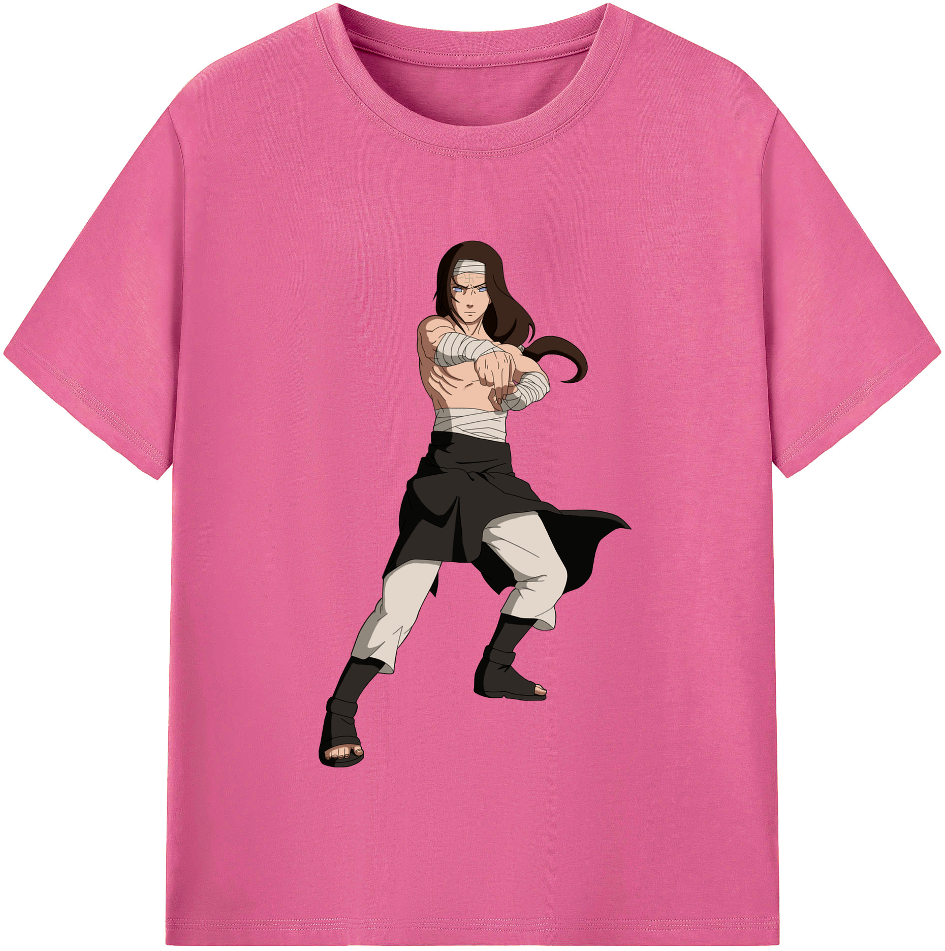（画像用） NARUTO -ナルト- 日向ネジ Hyūga Neji レディースカジュアルプリントTシャツ（綿100％）