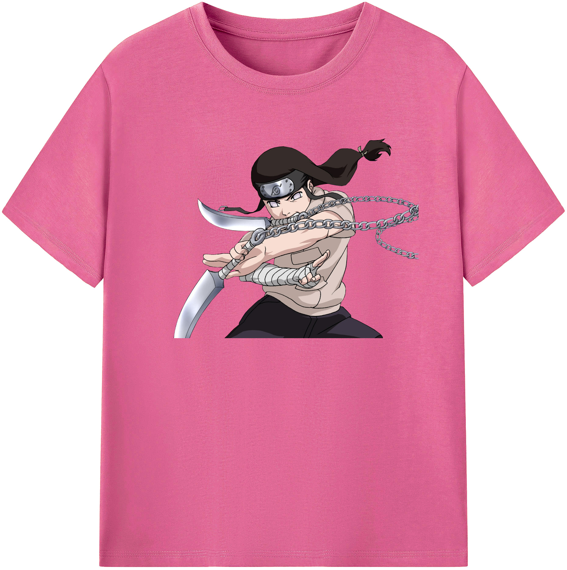 （画像用） NARUTO -ナルト- 日向ネジ Hyūga Neji レディースカジュアルプリントTシャツ（綿100％）