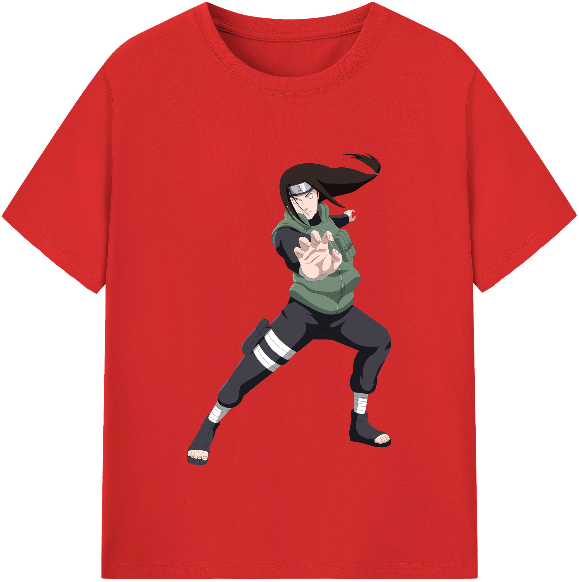 （画像用） NARUTO -ナルト- 日向ネジ Hyūga Neji レディースカジュアルプリントTシャツ（綿100％）