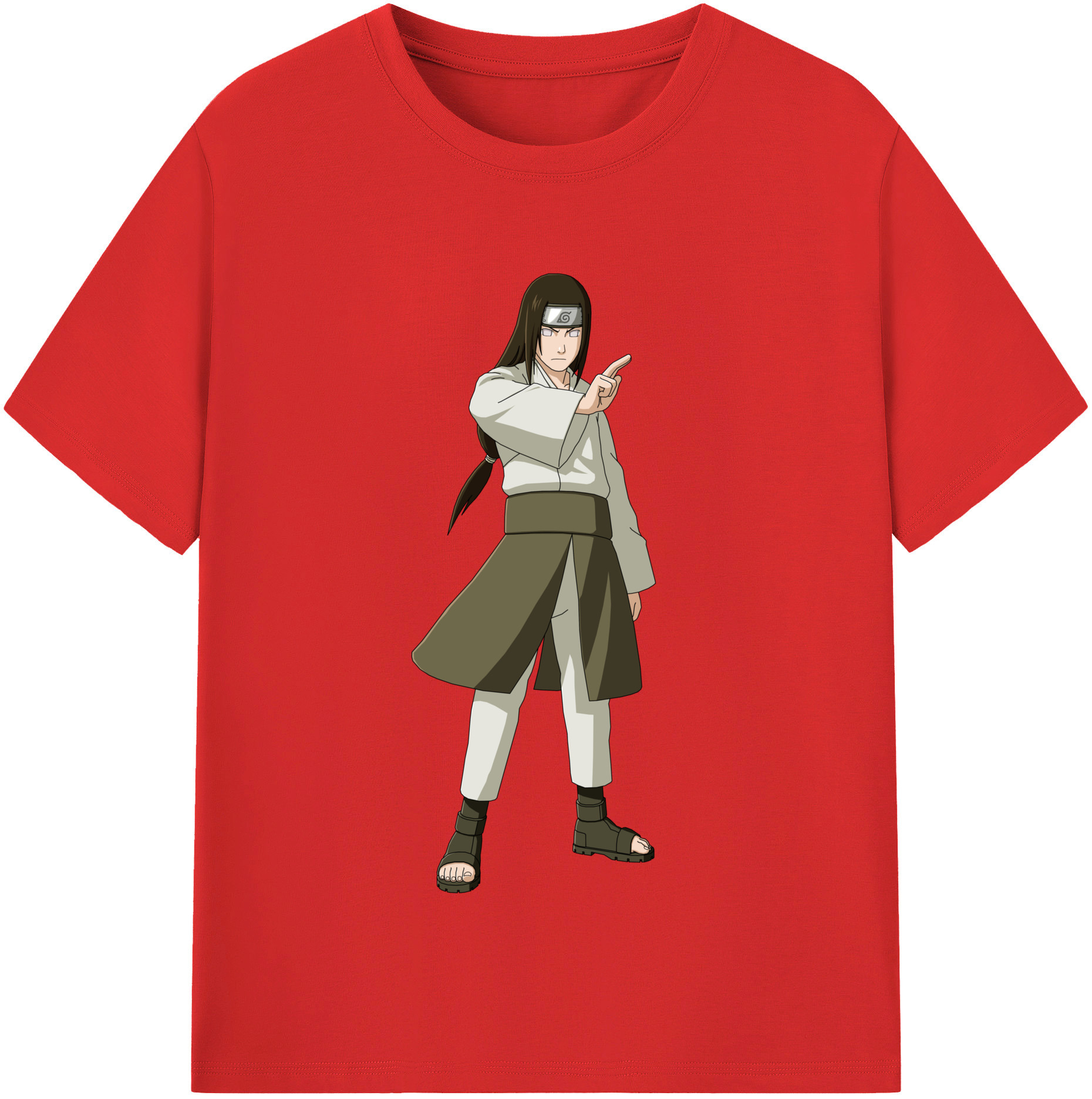 （画像用） NARUTO -ナルト- 日向ネジ Hyūga Neji レディースカジュアルプリントTシャツ（綿100％）