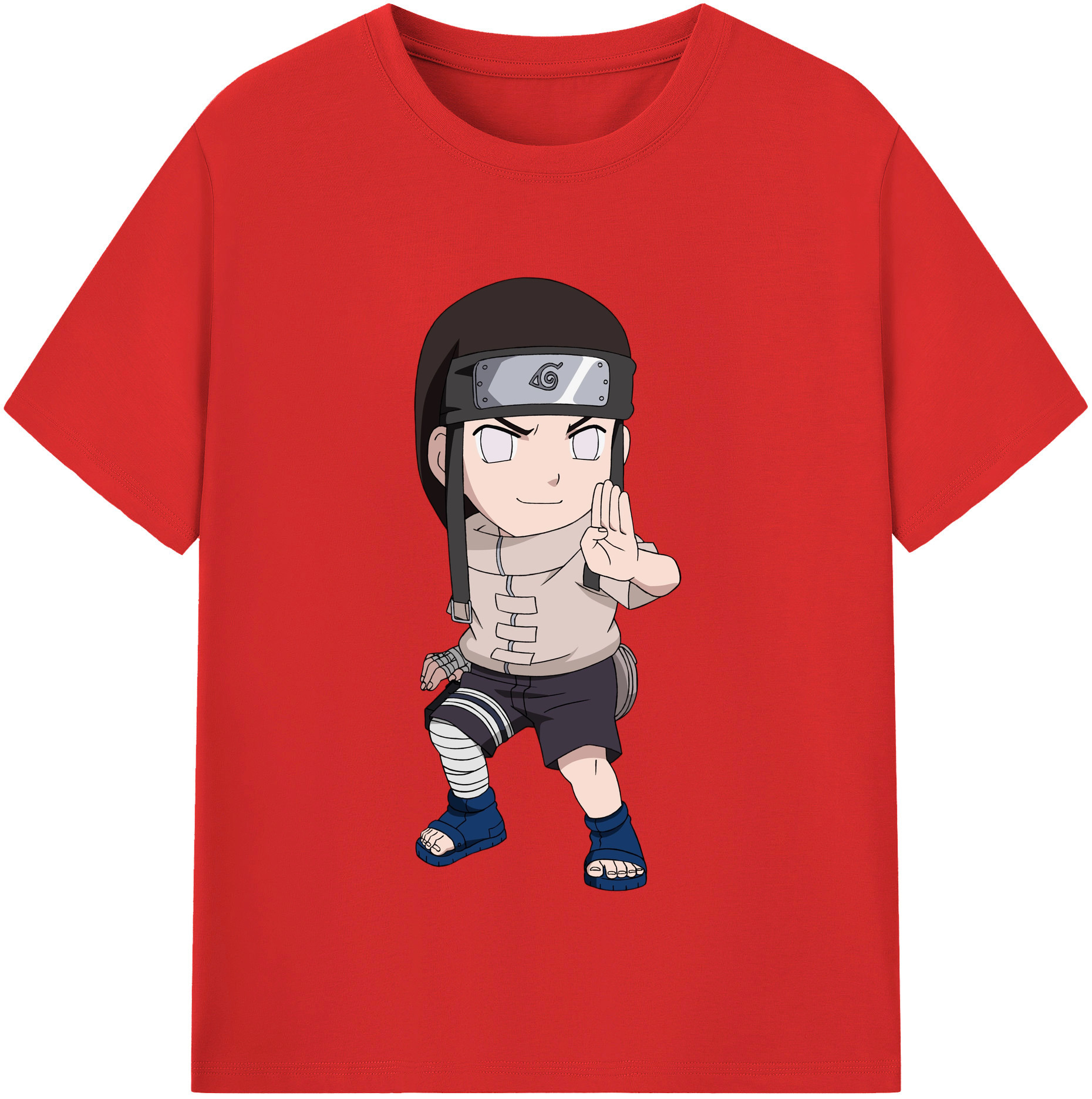 （画像用） NARUTO -ナルト- 日向ネジ Hyūga Neji レディースカジュアルプリントTシャツ（綿100％）