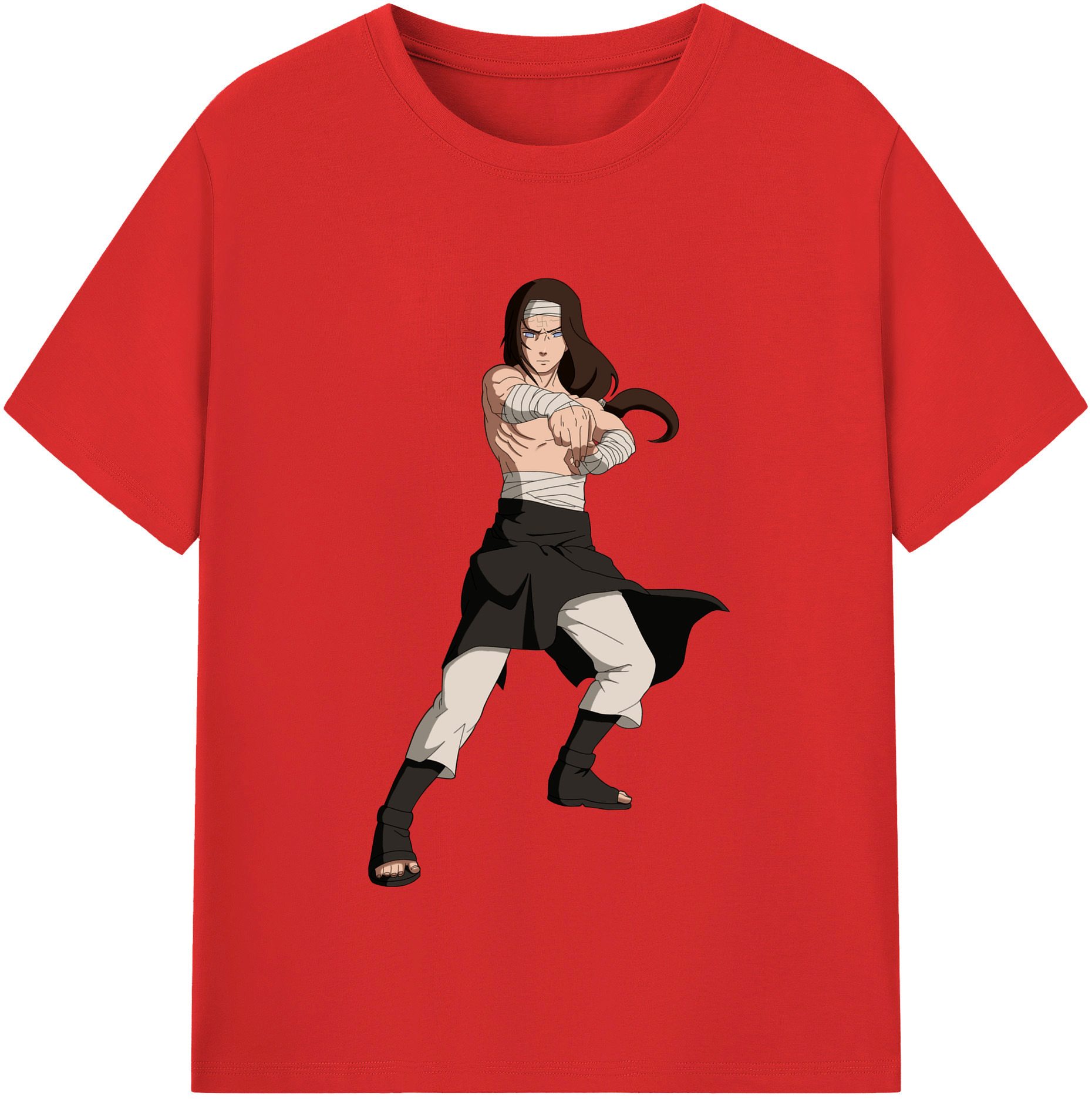 （画像用） NARUTO -ナルト- 日向ネジ Hyūga Neji レディースカジュアルプリントTシャツ（綿100％）