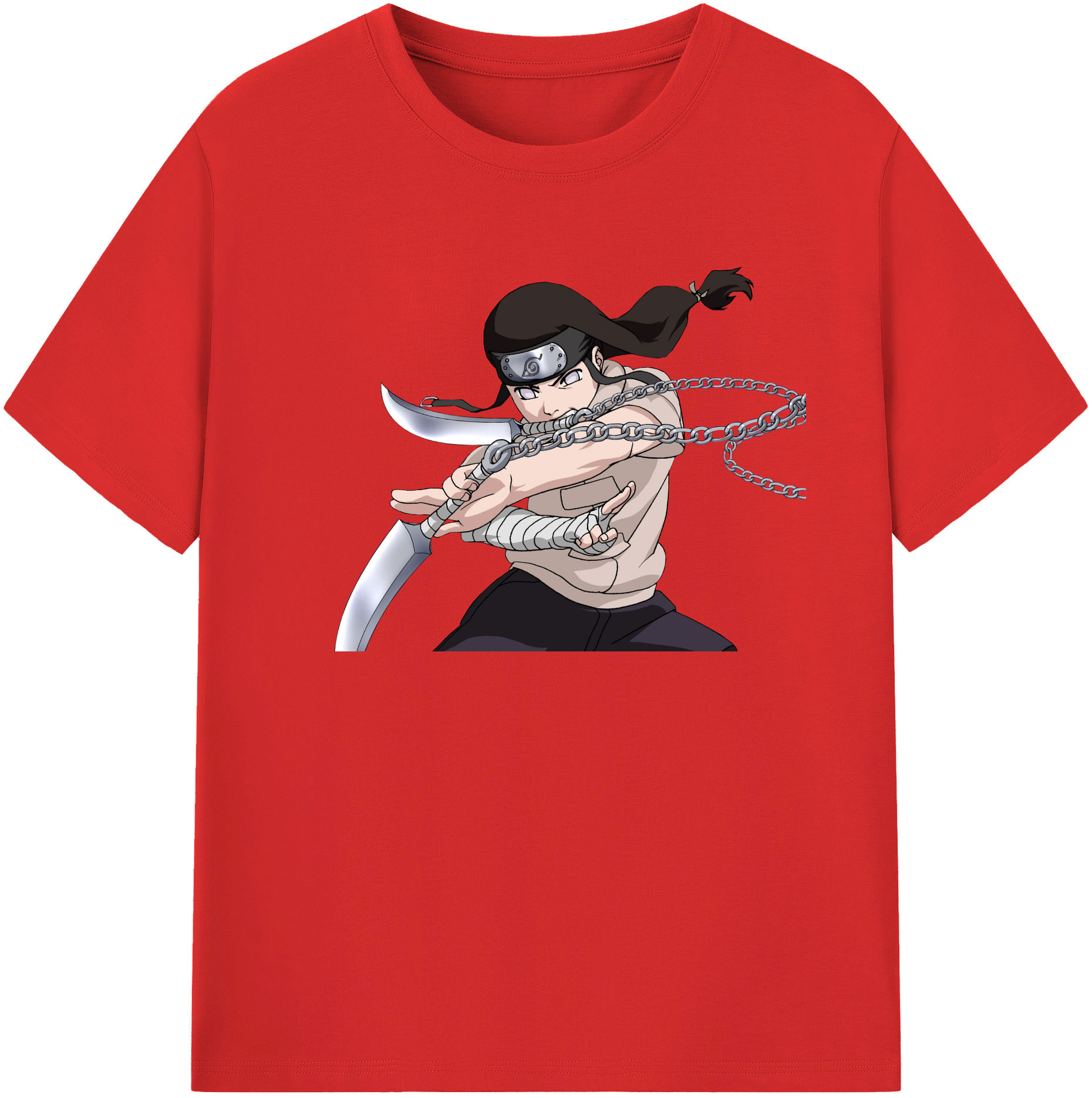 （画像用） NARUTO -ナルト- 日向ネジ Hyūga Neji レディースカジュアルプリントTシャツ（綿100％）