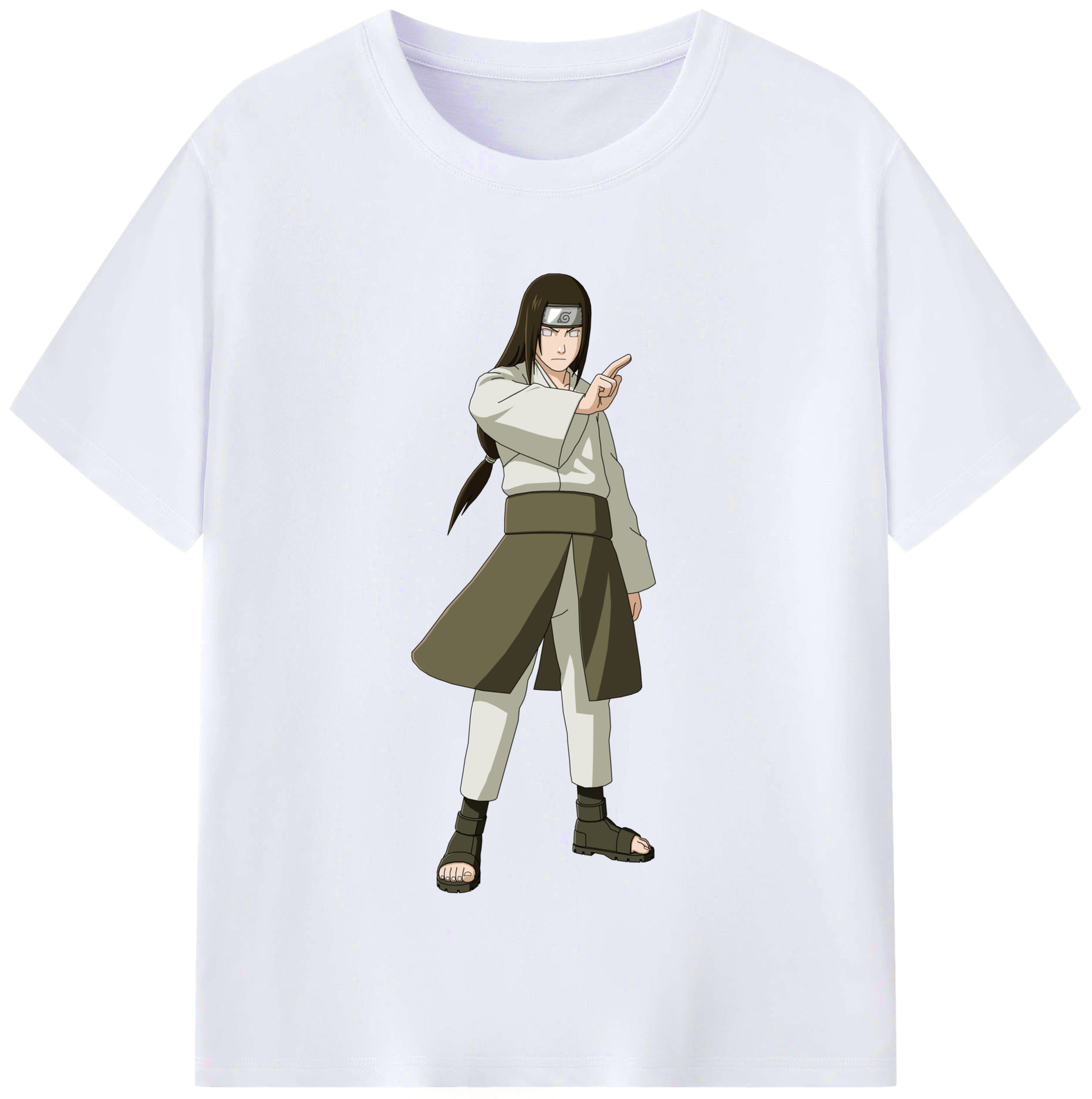 （画像用） NARUTO -ナルト- 日向ネジ Hyūga Neji レディースカジュアルプリントTシャツ（綿100％）