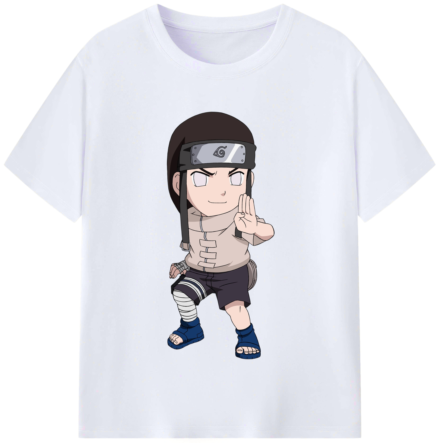 （画像用） NARUTO -ナルト- 日向ネジ Hyūga Neji レディースカジュアルプリントTシャツ（綿100％）