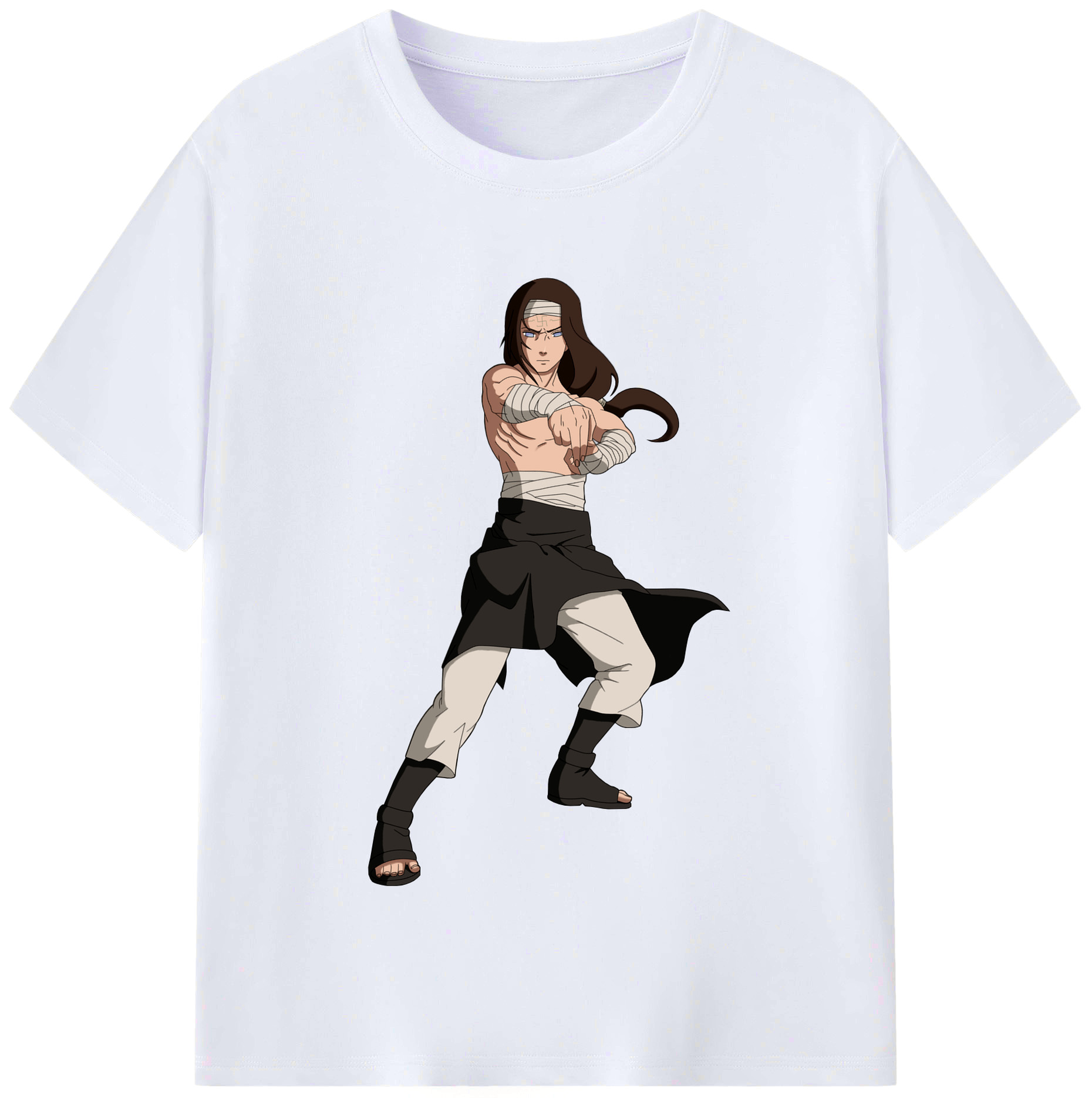 （画像用） NARUTO -ナルト- 日向ネジ Hyūga Neji レディースカジュアルプリントTシャツ（綿100％）
